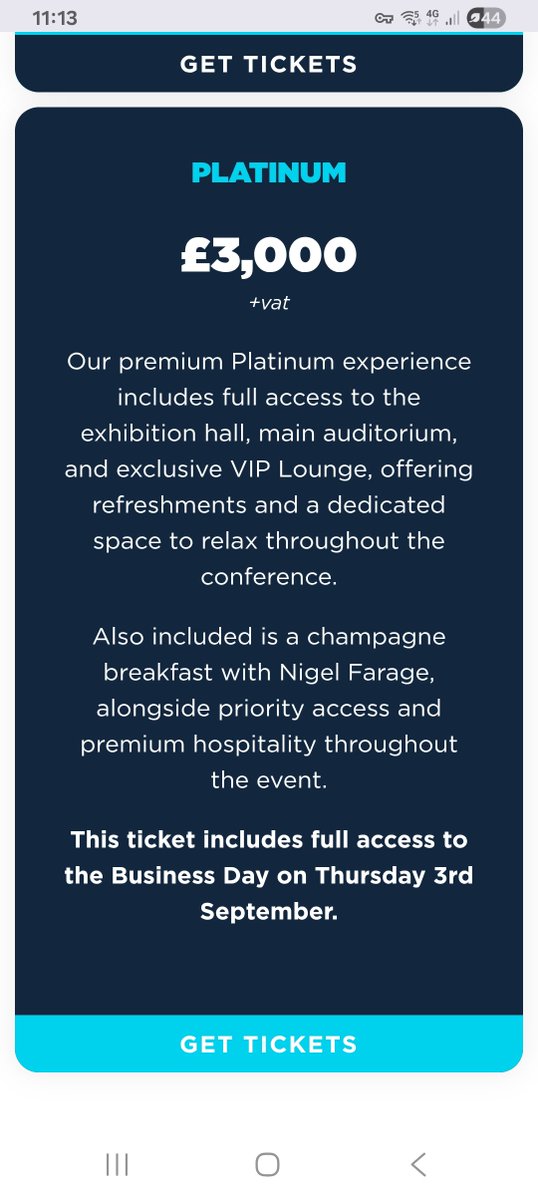 rcynic's tweet photo. Roll up roll up, get your tickets for the Reform Party Conference at Birmingham NEC in September 2026.
Champagne breakfast with Nigel, a mere £3000.
Representing a UK charity, only £300.
Normal members, a give away £55.
Grifters are welcome and will mostly be on the stage! https://t.co/SfzPE0Yd0g