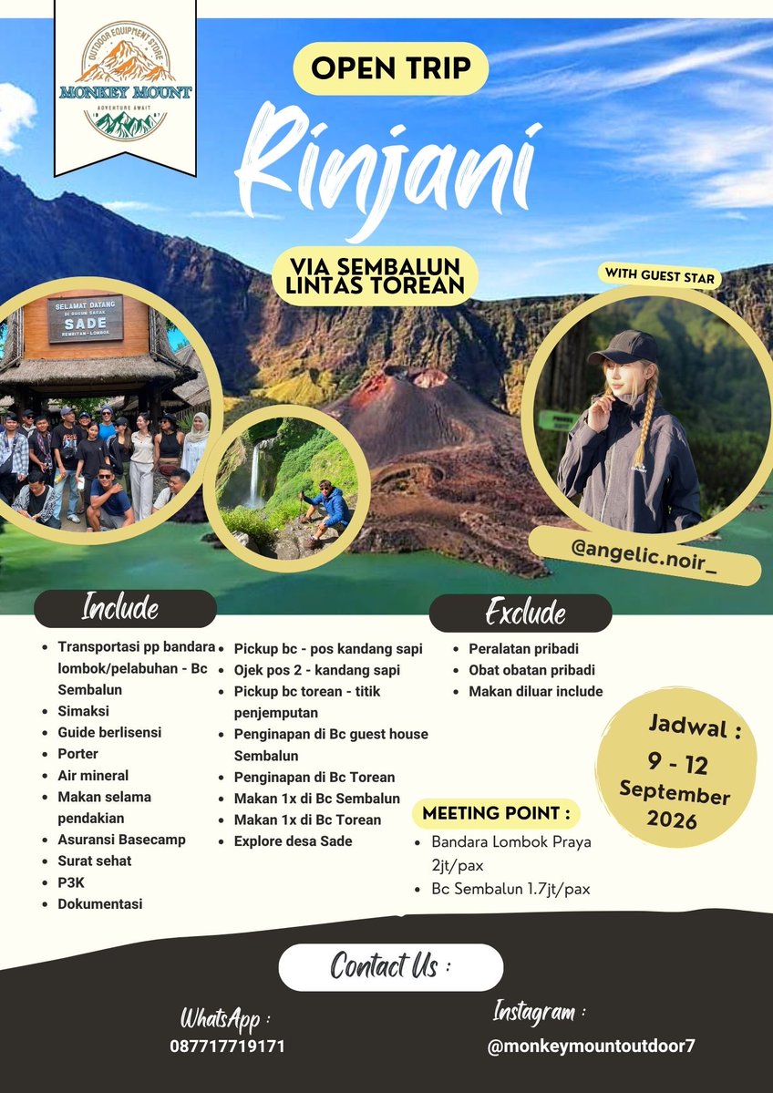 Imrone2's tweet photo. Jadwal rinjani terdekat 
9-12 september 
Sudah join 6 orang
Gaskan lur https://t.co/aiT7dYPF83