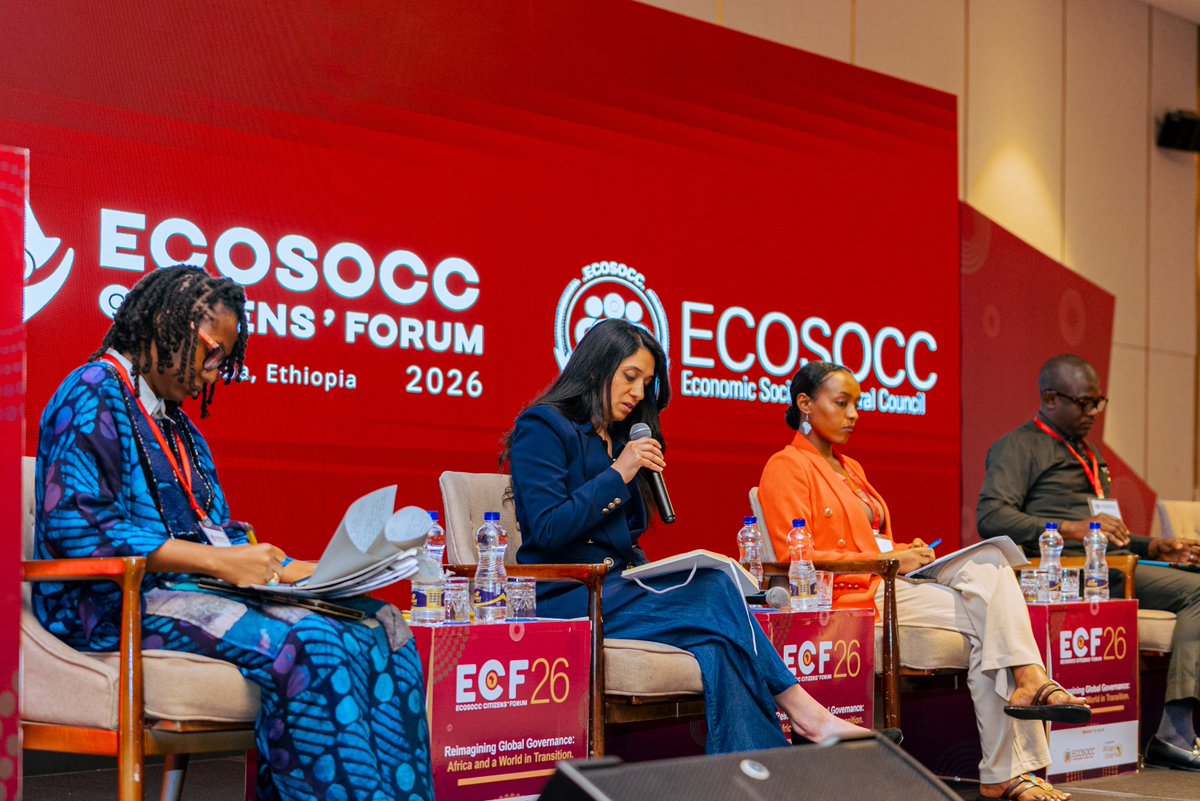 AU_ECOSOCC's tweet photo. #HappeningNow: Panel 4: AI Governance, Digital Sovereignty, and Africa's Digital Future at the 2️⃣0️⃣2️⃣6️⃣ ECOSOCC Citizens Forum!

This session will explore #AI governance, digital sovereignty, #data #governance, and digital public #infrastructure, with a focus on building inclusive, resilient, and people-centred digital ecosystems.

Discussions will examine how #Africa can strengthen regulatory frameworks and harness emerging technologies in line with the AU Digital Transformation Strategy, #Agenda2063, the #SDGs, and global efforts on responsible AI and digital cooperation.

Panelists:
🔷Ms. Anika Altaf, Executive Director, @INCLUDEplatform
🔷Dr. Eyole Monono, ECOSOCC Political Affairs Cluster Chair
🔷Ms. @sabatikubeyene, Independent AI Researcher and AI Policy Fellow, @theCAIDP

Moderator: 
Ms. Dangnan Abra - Associate Director, Advocacy for Policy and Innovation (API)

📍Addis Ababa, #Ethiopia 🇪🇹

#ECF26 #ECOSOCCECF2026 #TheVoiceOfTheAfricanCitizenry #AUTOTY2026 #YearOfWaterAndSanitation #Democracy