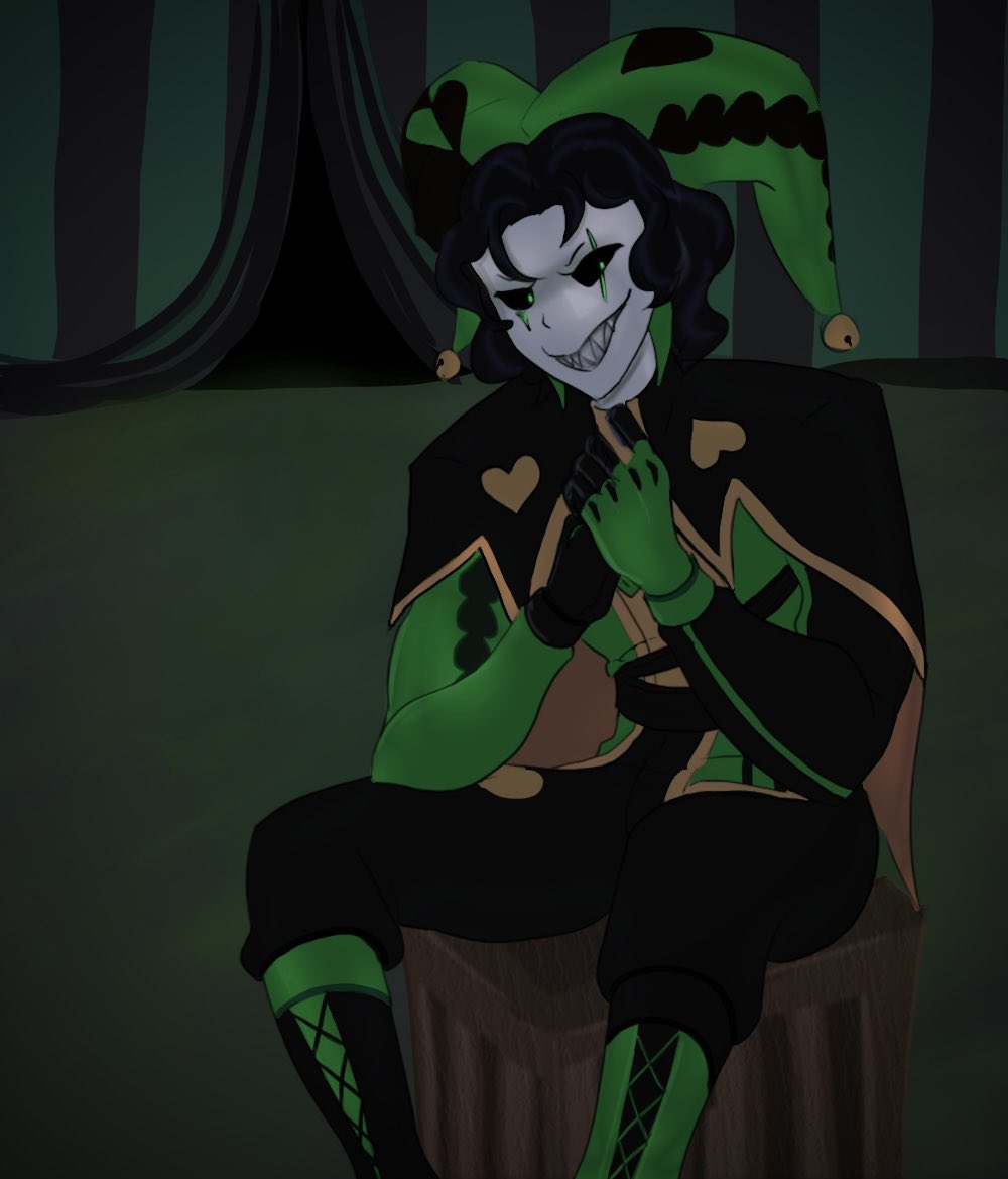 TipsyBard's tweet photo. Haven’t posted in a minute, but I’ve been practicing a lot of different things including a NSFW art I won’t post *coughs* but I’ll drop this quick doodle of my favorite boy instead  
#tfc #thefreakcircus #harlequin https://t.co/riUXv8Va0J