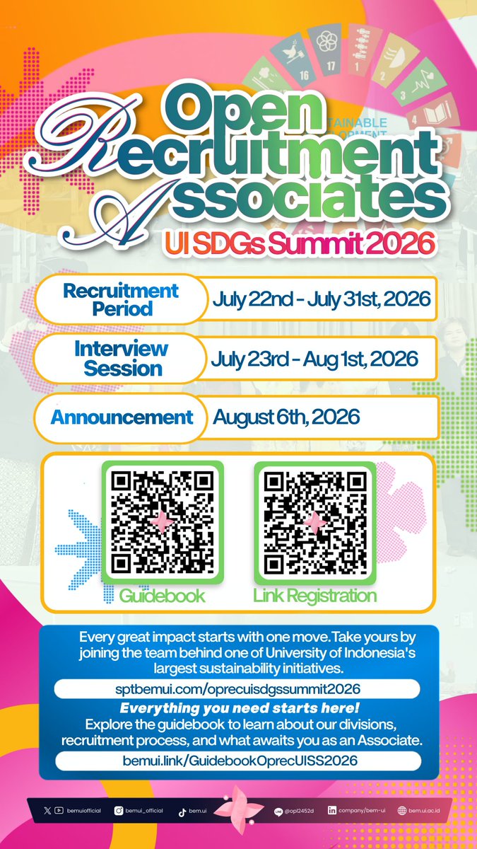 Sthikema's tweet photo. TENANG 🖐 itu perasaan yang valid banget, tapi jangan sampe nahan kamu buat nyoba. UI SDGs Summit 2026 lagi buka open recruitment sekarang! Jadi jangan lupa join YAAAA 😝☝🏻☝🏻 Feel free to hit my DM buat yang pengen tanya-tanya lebih lanjut tentang UISS 2026, sooo see youu 👋🏻👋🏻👋🏻 https://t.co/jjVPRy4cLr