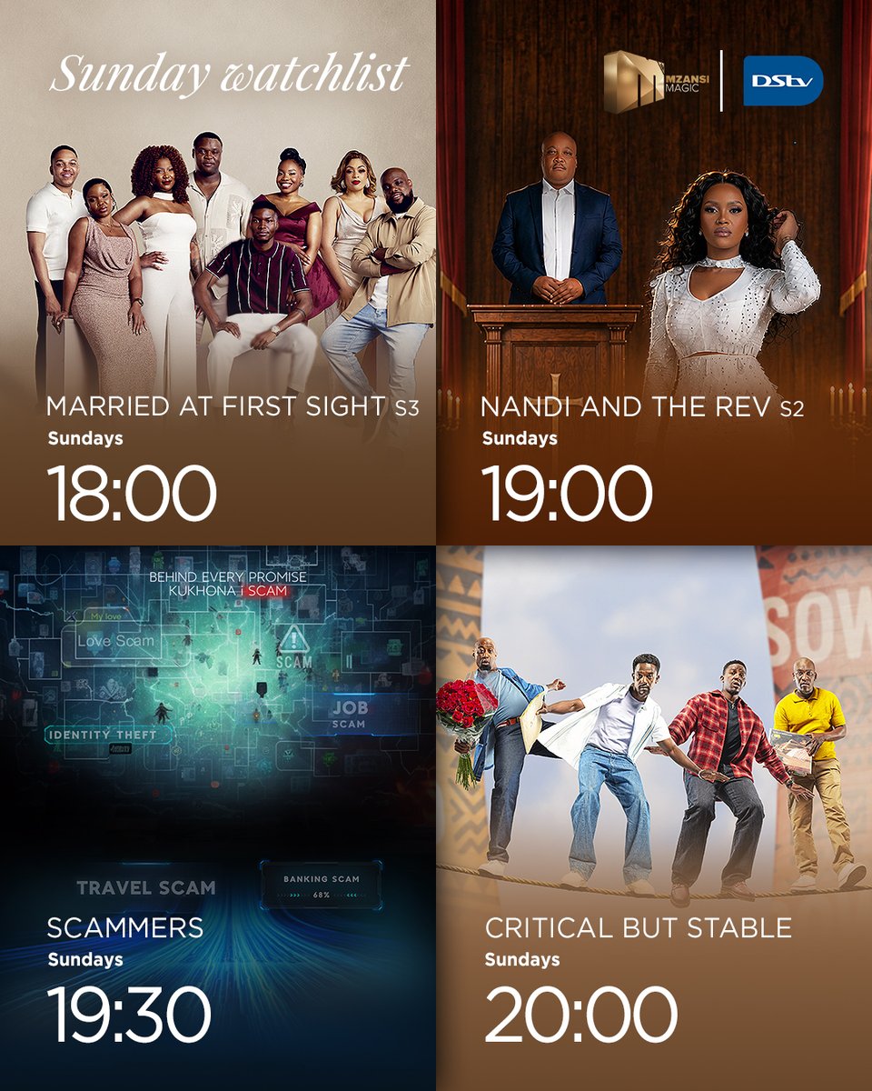 Mzansimagic's tweet photo. Sizobuka ezimnandi! 🤌🏽🔥 

From drama and reality to real-life stories that will have you talking, your Sunday watchlist is serving peak entertainment.

Be seated from 18:00. 📺 https://t.co/iX0apX1lUP