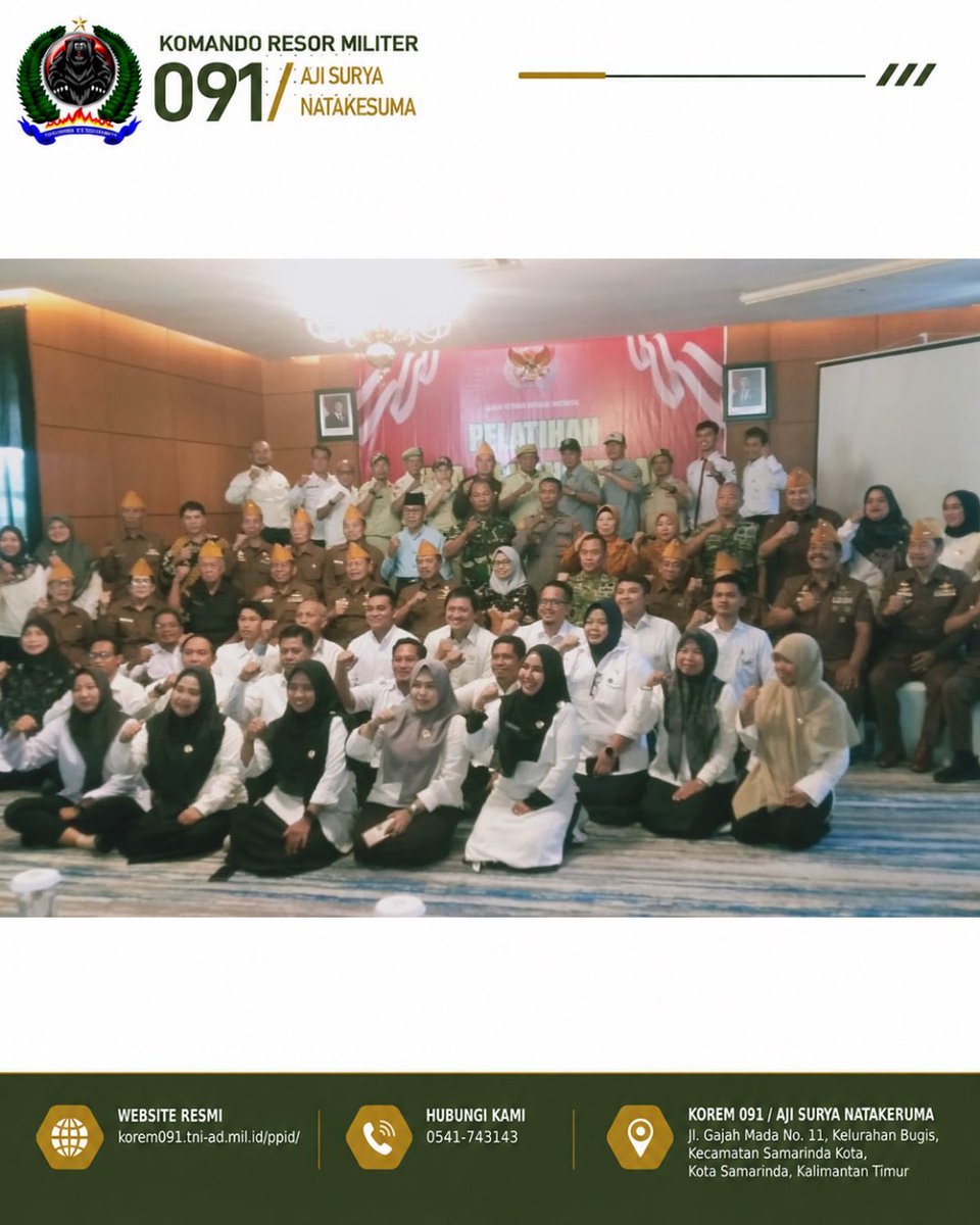 korem091asn's tweet photo. 🇲🇨Kasrem 091/ASN Kolonel Kav Rahyanto Edi Yunianto menghadiri penutupan Pelatihan Sosialisator JSN 45 di Samarinda, Sabtu (25/7/2026). Pelatihan ini bertujuan untuk memperkuat nilai kejuangan, bela negara dan Pancasila kepada generasi muda.

#Korem091ASN #TNIAD #JSN45 #BelaNegara https://t.co/HSOrnjTXso