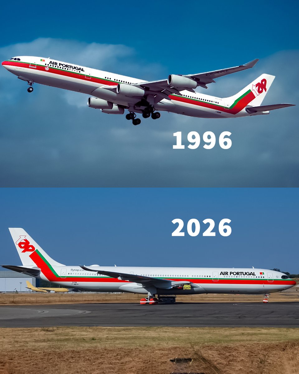 airwaysmagazine's tweet photo. TAP Air Portugal 1996 🔃 2026

📸: Pedro Aragão / Eurospot 

#tapairportugal #airbus #avgeek https://t.co/gnyUcu7cGT