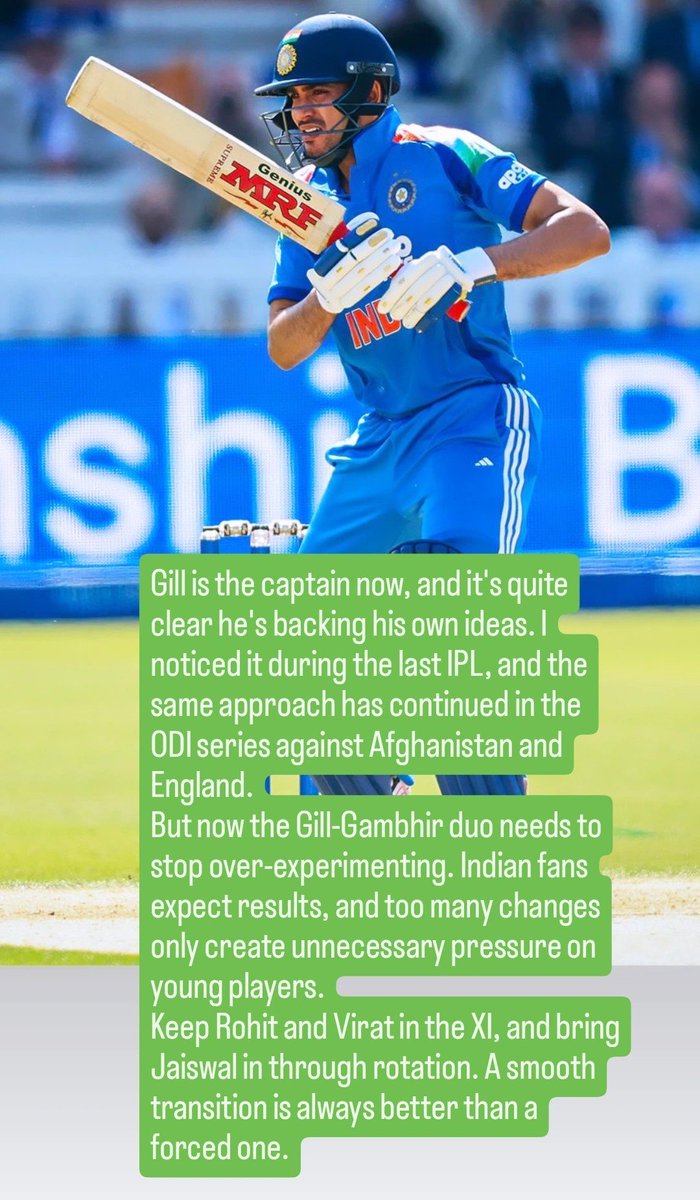 LalanPaikaray's tweet photo. Stick with Rohit and Virat for now, and rotate Jaiswal sensibly. Stability is just as important as planning for the future.

#ShubmanGill #Rohit #Virat #Jaiswal #Gambhir #ZIMvsIND #ZIMvIND https://t.co/IWsGf3uRkV