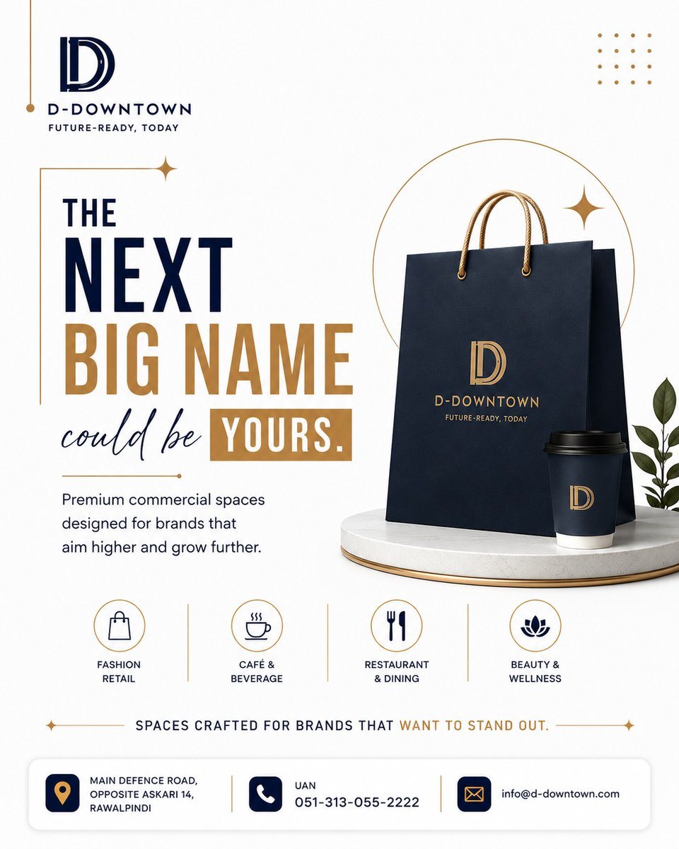 d_downtown_'s tweet photo. Premium spaces for visionary brands.🏙️

Invest in a space that inspires growth.📈

Your journey begins at D-Downtown.🤝
#DDowntown #realestate #rawalpindi #pakistan #smartaddress #businessdestination #commercialhub #brandvisibility #primelocation https://t.co/sGyr8jyNuh