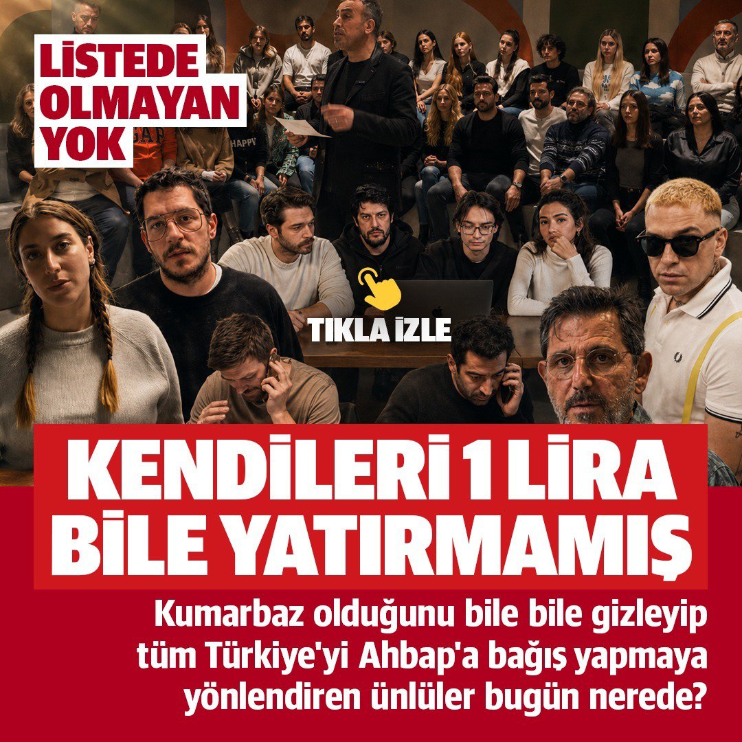 _yezdn_glsn3446's tweet photo. Ünlü isimlerin geçmişte Ahbap’a yaptığı bağışlar ortaya çıktı:

— Acun Ilıcalı: 100 tır su ve 5 milyon TL’lik eşya desteği
— Cengiz Ünder: 2 milyon 692 bin 515 TL
— Çağlar Söyüncü: 2 milyon 692 bin 515 TL
— Can Yaman: 1 milyon 550 bin TL
— Tarkan: 1 milyon TL
— Gülşen: 1 milyon TL
— Ajda Pekkan: 1 milyon TL
— Sibel Can: 1 milyon TL
— Nuri Şahin: 1 milyon TL
— Göze Akpınar: 1 milyon TL
— Kıvanç Tatlıtuğ: 950 bin TL
— Ozan Tufan: 800 bin TL
— Nevzat Aydın: 750 bin TL
— Cenk Tosun: 600 bin TL
— Arda Turan: 500 bin TL
— Çağrı Ergün: 500 bin TL
— Danilo Zanna: 500 bin TL
— Orhan Gencebay: 500 bin TL
— Murat Boz: 500 bin TL
— Edis: 400 bin TL
— Halit Ergenç ve Bergüzar Korel: 400 bin TL
— Hatice Şendil: 300 bin TL
— Burak Yılmaz: 300 bin TL
— Hakan Balta: 300 bin TL
— Ali Ece: 250 bin TL
— Danla Bilic: 250 bin TL
— Mert Hakan Yandaş: 200 bin TL
— Gülse Birsel: 200 bin TL
— Kerem Bürsin: 200 bin TL
— İbrahim Büyükak: 200 bin TL
— Aras Bulut İynemli: 200 bin TL
— Mustafa Ceceli: 200 bin TL
— Gülben Ergen: 150 bin TL
— İrem Derici: 150 bin TL
— Burak Deniz: 150 bin TL
— Emre Kılınç: 150 bin TL
— Hazal Kaya: 120 bin TL
— Gökçe Bahadır: 100 bin TL
— Ziynet Sali: 100 bin TL
— Sarp Apak: 100 bin TL
— Melis Sezen: 100 bin TL
— Celil Nalçakan: 100 bin TL
(Sözcü)
