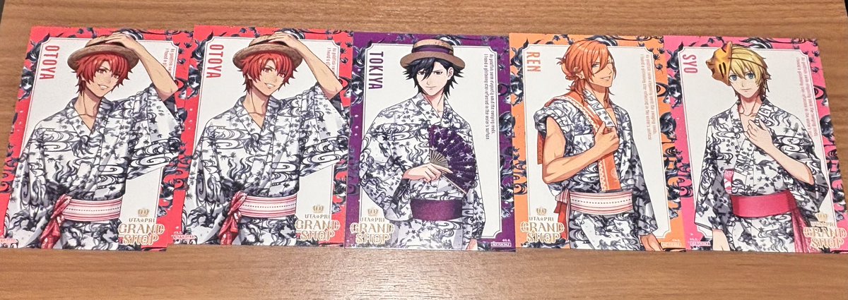 ron_tea_'s tweet photo. 交換　うたプリ　浴衣　グラショ　特典　大阪　那月

譲　音也　トキヤ　レン　翔　セシル　嶺二　蘭丸　藍　カミュ

求　那月

三番街 梅田フードコートにて、手渡し交換希望。
検索からもお気軽にお声掛けください。 https://t.co/68QRORfHd2