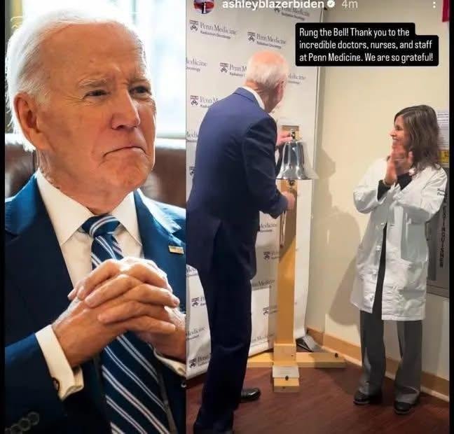 sarrah_bellus's tweet photo. Congratulations 🎊 President Biden on finishing chemotherapy and ringing the bell!🔔 

Wishing you continued good health!
🇺🇸✨✨✨✨ https://t.co/RiS6GoOkEX