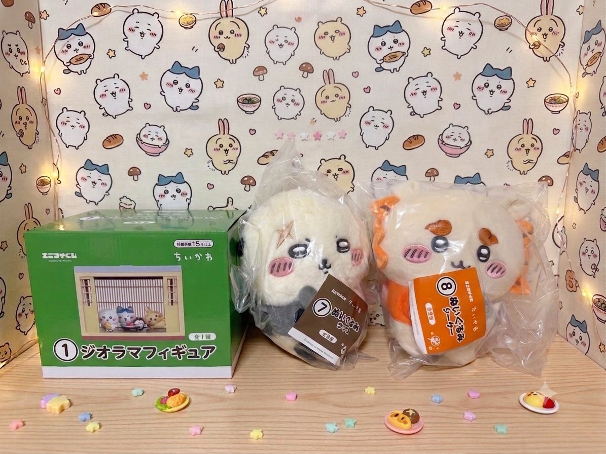 midhimei's tweet photo. 【交換】【譲渡】エニマイくじ　ちいかわ　映画

譲→ジオラマフィギュア、ぬいぐるみ　ラッコ、シーサー

求→風鈴ハチワレ＞ちいかわ
　　定価➕送料（ジオラマはまとめてのみ）
ぬいぐるみはハチワレorちいかわにはご不快でなければ1:2（当方）で交換可◎
徳島手渡しor郵送 https://t.co/9Q1Glp9TwL