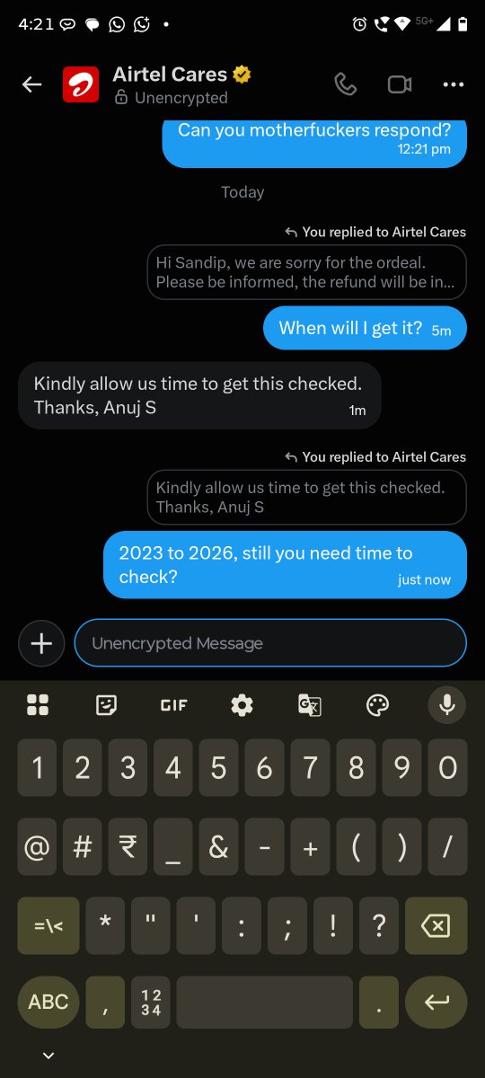 swastik91's tweet photo. @Airtel_Presence even after 3 years, you are asking for time to get this checked? https://t.co/ux7amaH3PN