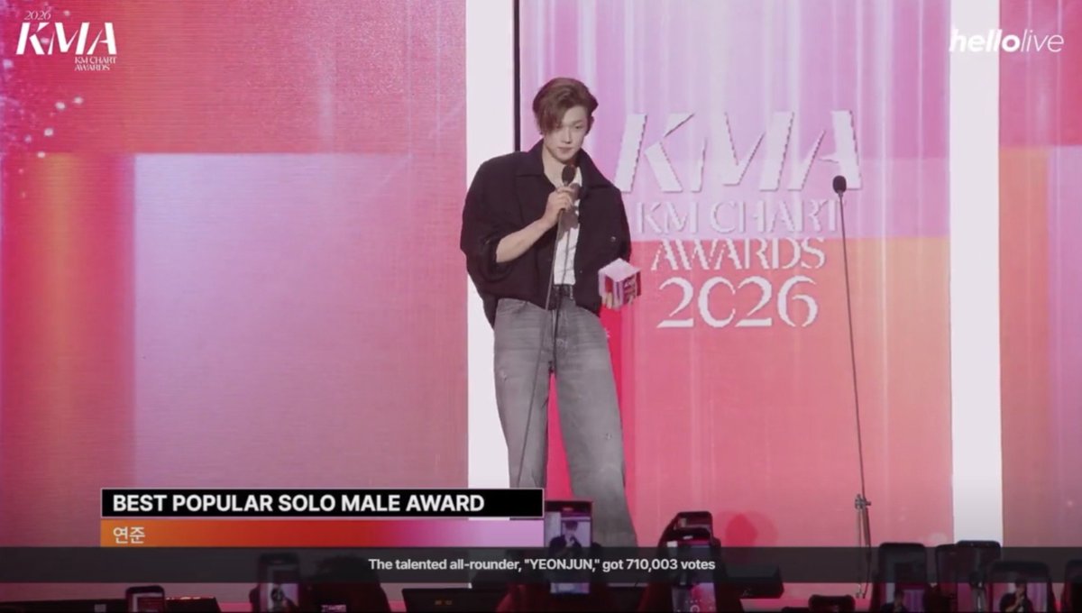 BEOMBASTlC's tweet photo. YEONJUN won "Best Popular Solo Male" at 2026 KM Chart Awards 👏👏 https://t.co/synTHoitT6