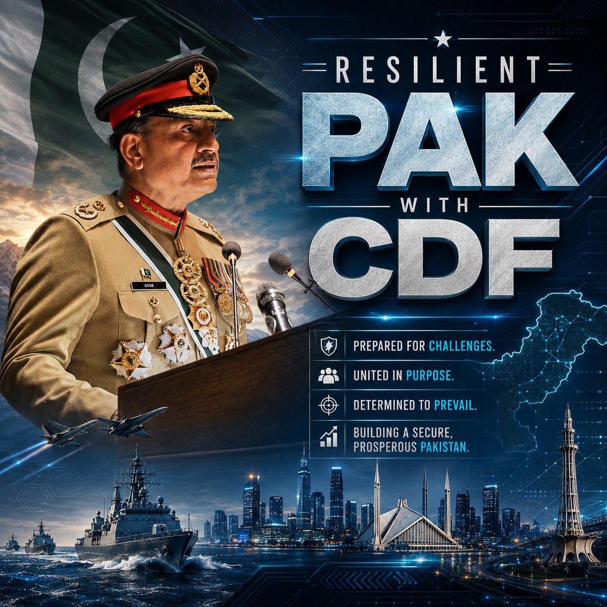 nazoumar's tweet photo. Under CDF Asim Munir’s unified leadership, Pakistan’s forces are crushing external proxies and hostile hybrid campaigns with a new multi-domain strategy.  
#ResilientPakWithCDF  
#پاکستان_ہمیشہ_زندہ_باد https://t.co/gadMkkMy8R