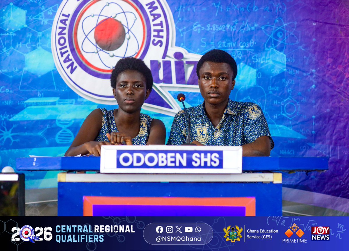 NSMQGhana's tweet photo. CENTRAL:

Our first contest of the day, features:

Methodist High School, Saltpond
Mfantsiman Girls' SHS
Odoben SHS
Apam SHS

Meet the contestants..
#NSMQRegionals #NSMQ2026 #Primetime https://t.co/eAZRyYyOJ6