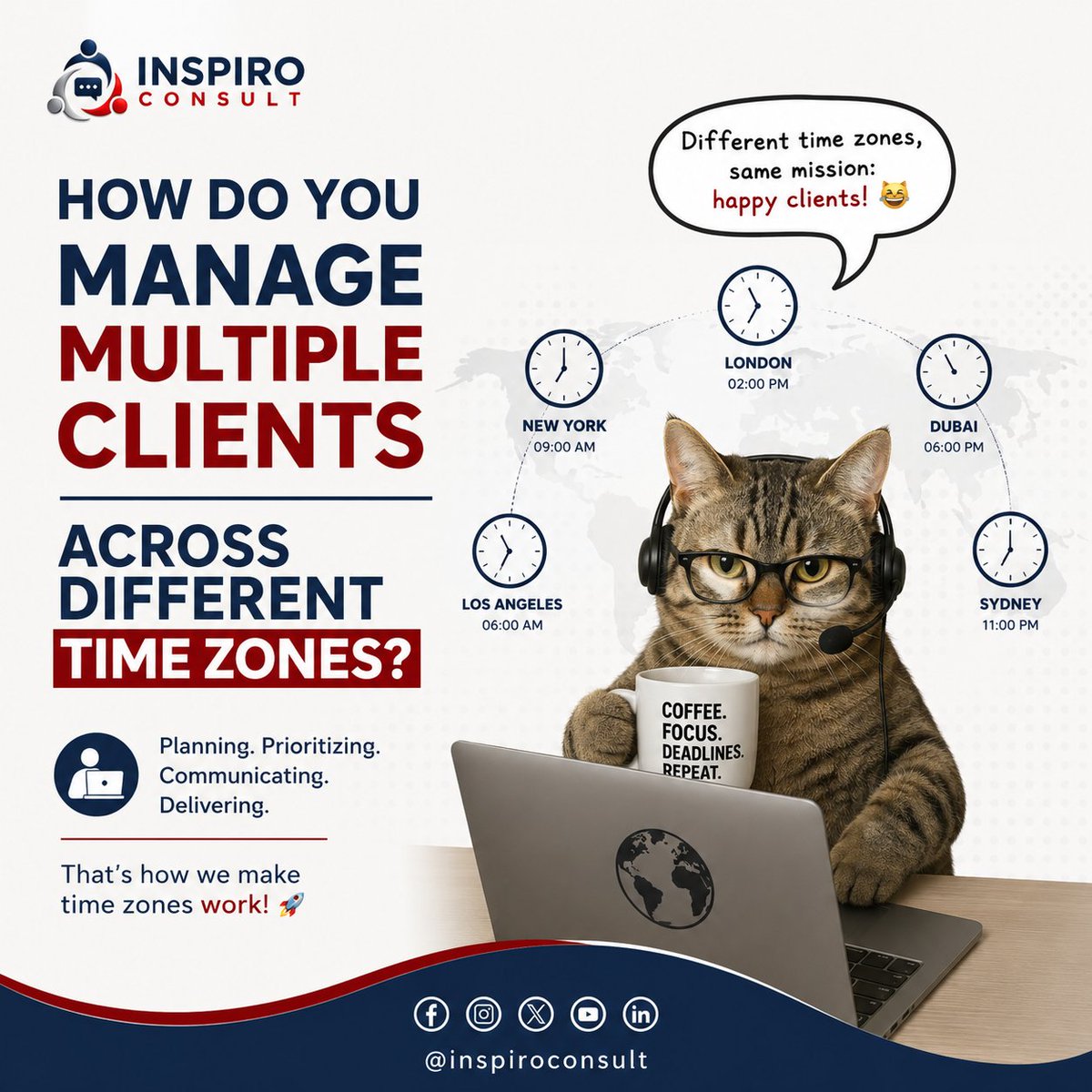 inspiroconsult_'s tweet photo. Managing clients across time zones starts with systems. As a VA, I plan, prioritize, and communicate clearly to deliver reliable support on timeโevery time. ๐๐ป๐
#VirtualAssistant #FreelancerLife #RemoteWork #Productivity #InspiroConsult https://t.co/SznlfIx2Cu
