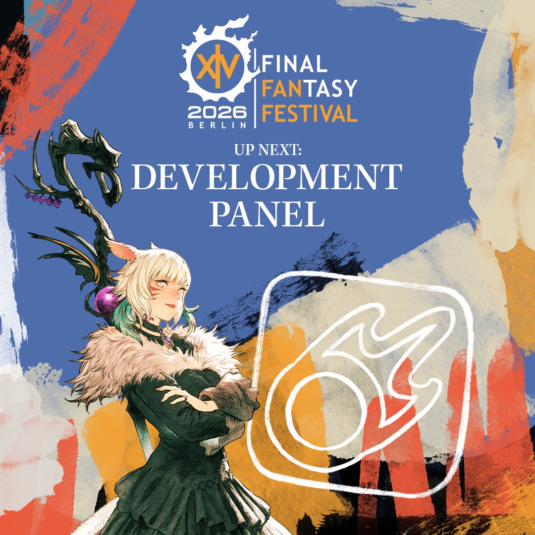 FF_XIV_EN's tweet photo. Up next at FFXIV Fan Festival 2026 in Berlin: Development Panel

Explore the creation and implementation of the various sound effects in FINAL FANTASY XIV with Lead Sound Designer Go Kinuya!

📺 https://t.co/FHldjeVVLf https://t.co/JdkUrkRIxj