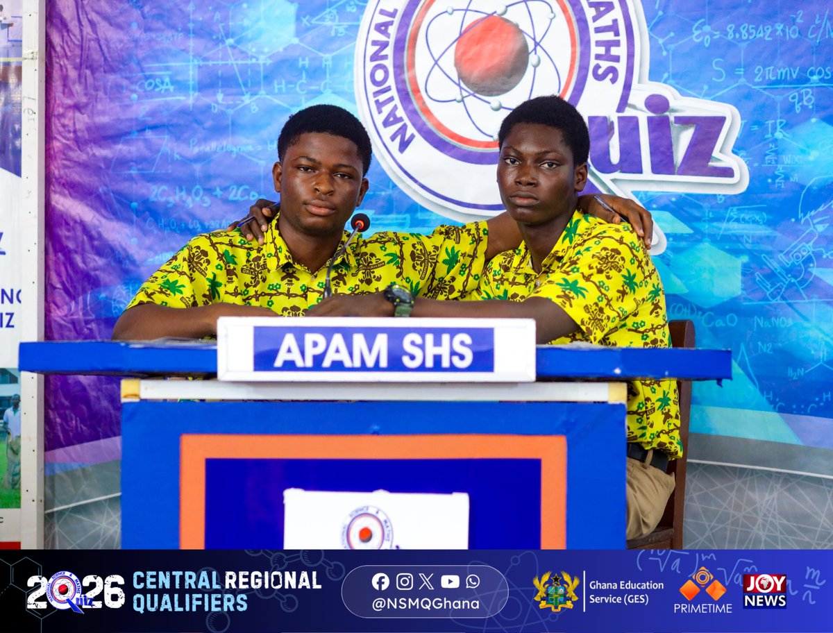 NSMQGhana's tweet photo. CENTRAL:

Our first contest of the day, features:

Methodist High School, Saltpond
Mfantsiman Girls' SHS
Odoben SHS
Apam SHS

Meet the contestants..
#NSMQRegionals #NSMQ2026 #Primetime https://t.co/eAZRyYyOJ6