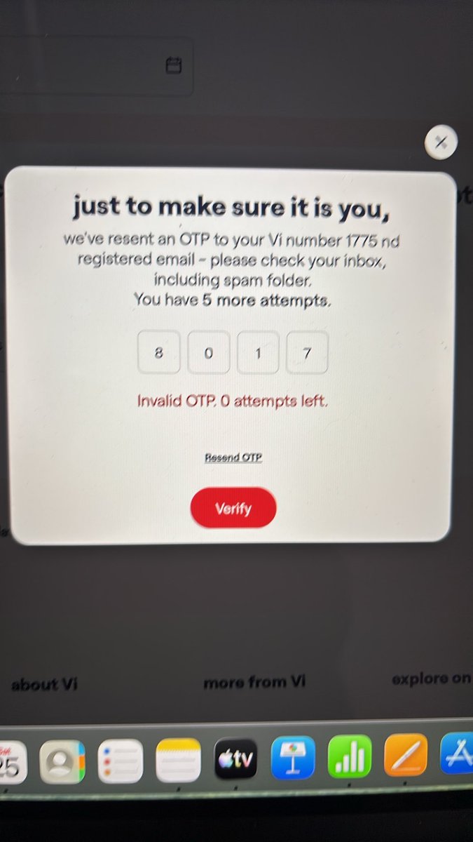 VISHALPARKHE's tweet photo. @ViCustomerCare your dnd complaint portal is useless. Tried to register complaint and for mobile verification you want to authenticafe with otp. But surprise OTP sent by your website is rejwctwd hy your website as invalid otp https://t.co/MDeEjhXj6A