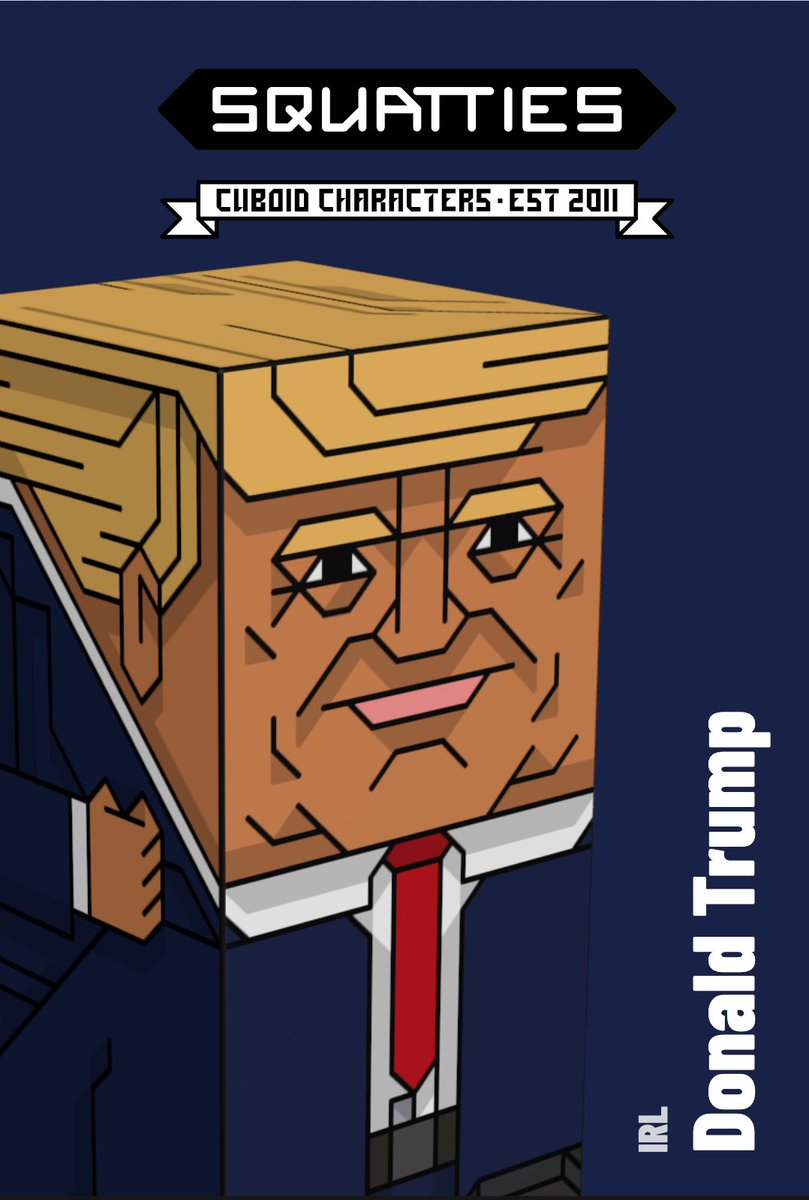 Squatties's tweet photo. Who’d have known you needed this in your life, but now you have it, and it’s glorious, believe me.

President Donald Trump, as a Squatties character. #Papertoy and #ar toys over here:

 https://t.co/K3wCijYuL7 https://t.co/kmKGpbzI05
