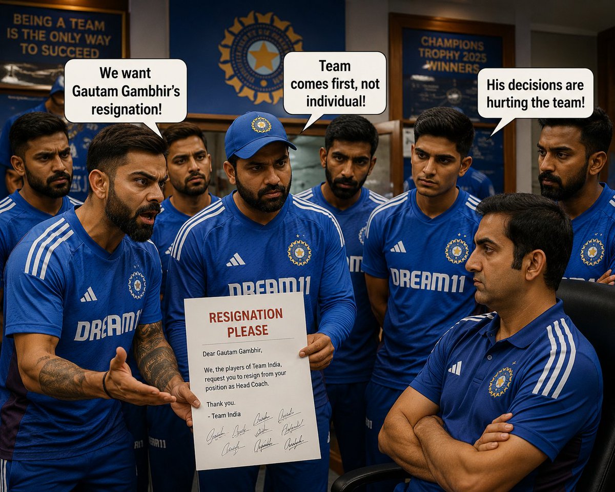 PlayingXI3's tweet photo. Lage hath @GautamGambhir ka bhi resignation lelo @BCCI kyun faaltu ka protest.🤣🤣 https://t.co/r6LQ9UBAKd