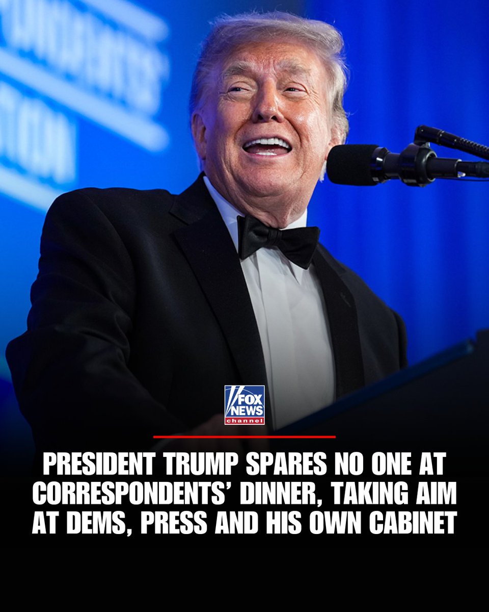 FoxNews's tweet photo. Three months after an alleged attempted assassination abruptly ended the White House Correspondents' Dinner, President Trump and Washington's biggest names gathered Friday night for the rescheduled event.

The evening looked much different than the original. The dinner moved from the Washington Hilton to the Waldorf Astoria, featured heightened security and a smaller guest list, First Lady Melania Trump did not attend, and mentalist Oz Pearlman replaced the traditional comedian as the night's entertainment.

Trump said he scrapped the speech he had originally planned to "rip" the press after the April attack, instead striking a more unifying tone while still delivering familiar jabs at Democrats, the media and members of his own Cabinet.
