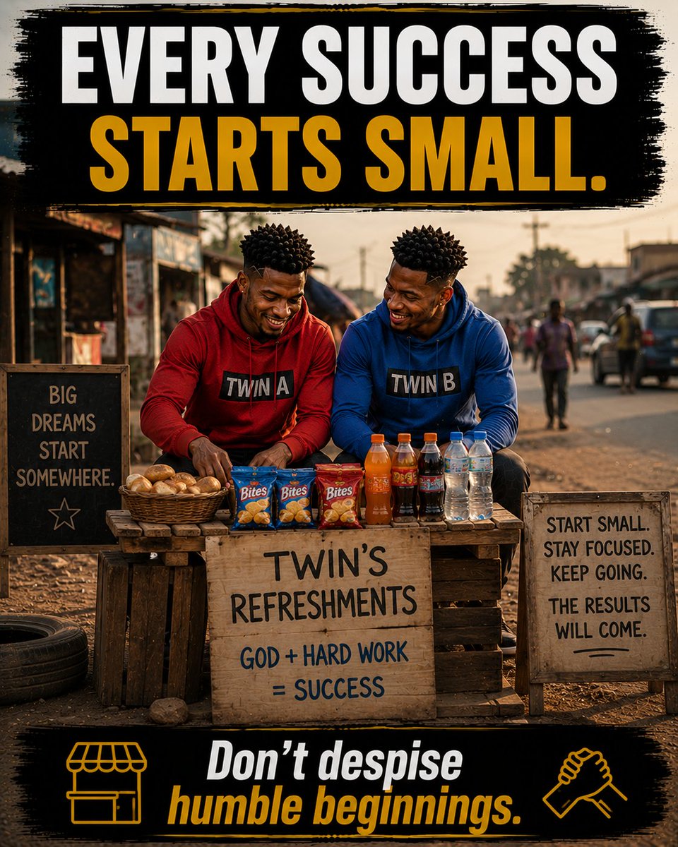 sunnexluk's tweet photo. "Don't be ashamed of starting small. Every successful journey begins with a single step, hard work, and perseverance. 💪✨

#StartSmall #HumbleBeginnings #HardWorkPaysOff #SuccessMindset #KeepGoing #NeverGiveUp #Motivation #TwinBrothers #DreamBig #Inspiration https://t.co/0yHmIxel4K