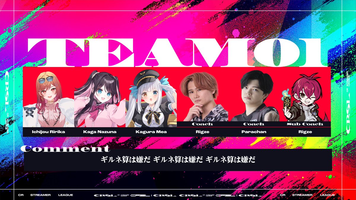 crazyraccoon406's tweet photo. 【第2回 CR Streamer League Shadowverse】

出場チームのコーチと意気込みを紹介！

・実況
- 平岩 康佑 ( @kouhiraiwa777 )
- 友田一貴 ( @PolngaxNagi )
- 須田 泰生 ( @kaicho_beda )
- 水上 侑 ( @Fuuhi78 )

・解説
- たばた ( @tbt_sv12 )
- まる ( @mal_shadow )
- Era53 ( @garbage_er )
- 海老原 悠 ( @CASTER_ebibkw )

CRSL本番まであと1️⃣日‼️
Twitch、YouTubeにて配信！

#CRSL
#シャドバWB