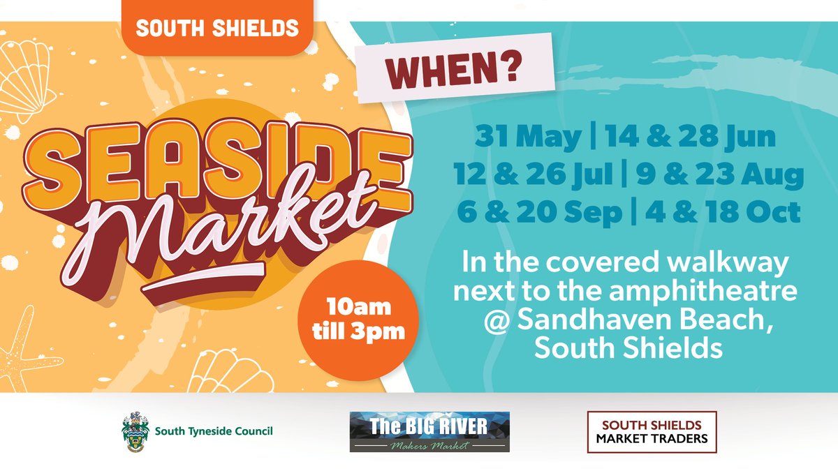 STynesideEvents's tweet photo. 🌊 Join us tomorrow for our Seaside Market!

📍 Covered walkway next to the Amphitheatre, Sandhaven Beach
👉 Running on selected Sundays throughout spring and summer
⏰ Sun 26 July, 10am-3pm https://t.co/ivwxFNvilD