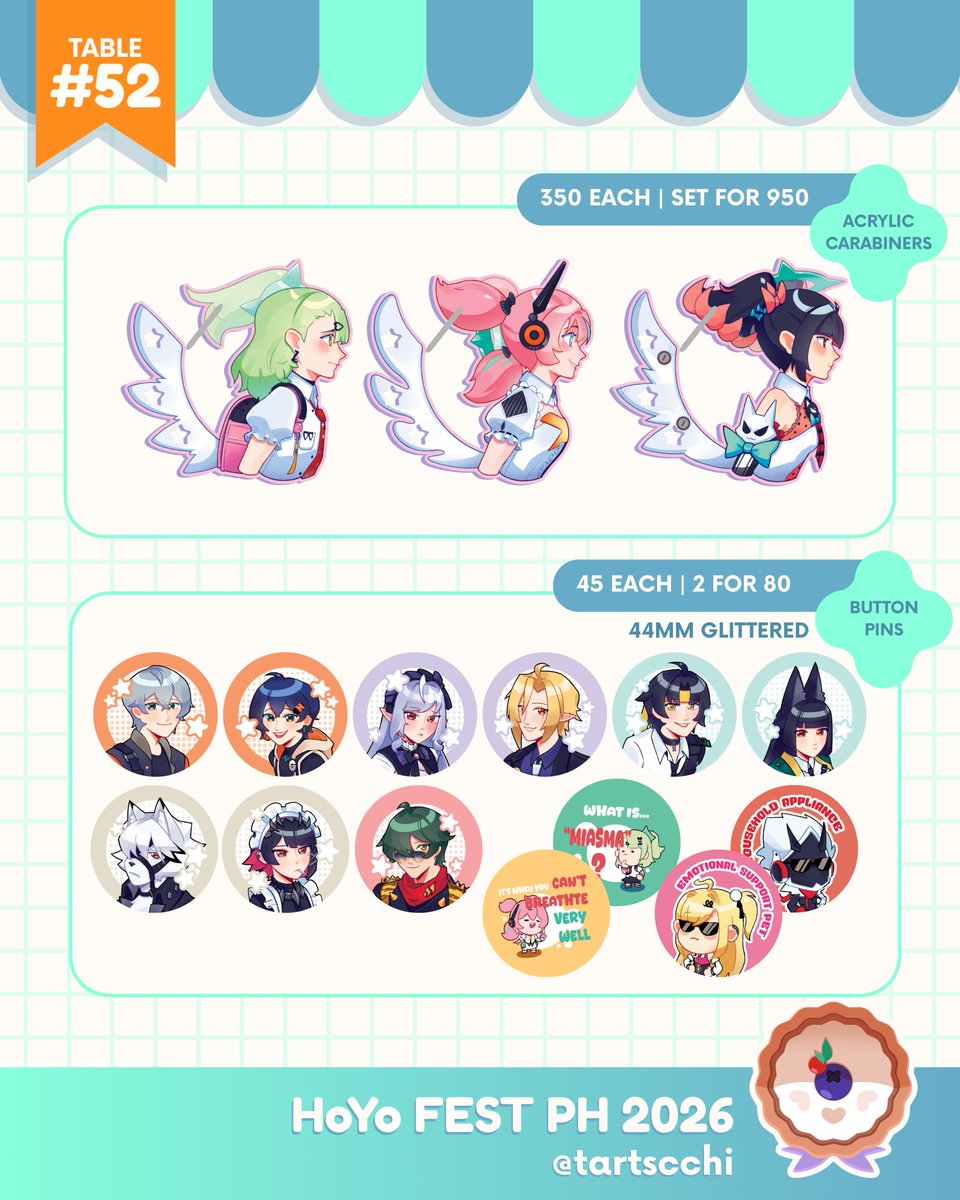 tartscchi's tweet photo. [RTs &amp;💙appreciated!]

my catalog for #HoYoFESTPH2026. please visit our table. see you there! ><  

✉️ dm for reservations!
📍 Table #52, SPACE @ One Ayala
✨ zzz, bit of genshin

#HoYoFEST2026 #HoYoFESTPH https://t.co/QyZi6JgnyL
