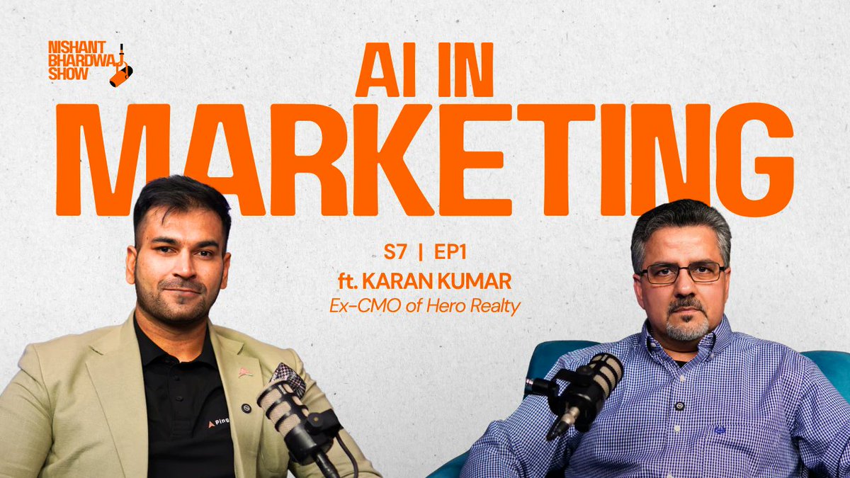 Nishantb111's tweet photo. The 7th season of my #podcast, Nishant Bhardwaj Show, is now live!
This season is all about #AI in various industries. 
For the first episode, I am joined by Karan Kumar, who has formally headed marketing at ITC, DLF, Hero Realty and more, to discuss AI in #marketing. https://t.co/r7D3ExujB0