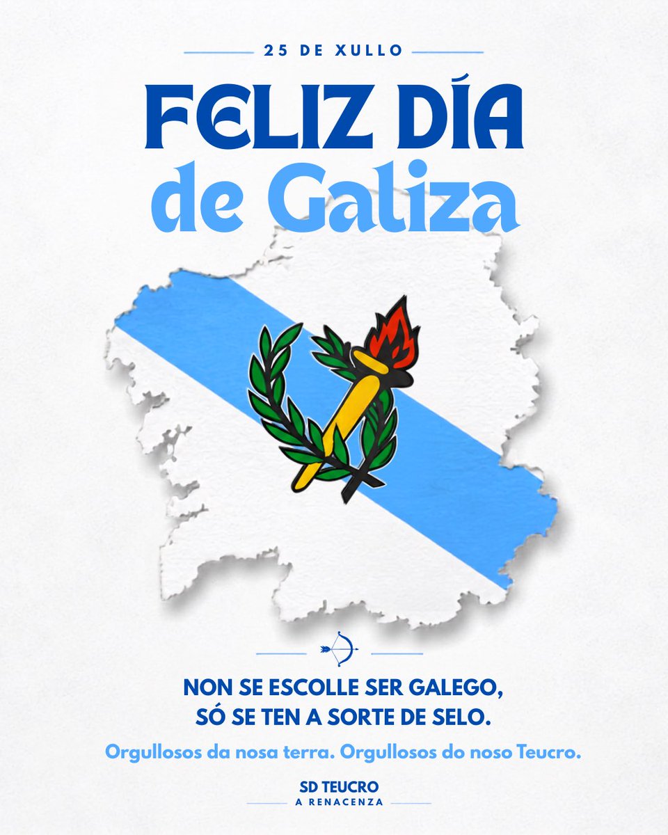sdteucro's tweet photo. ⚪️🔵⚪️ Feliz día da nosa terra 

Ser galegos é saber de onde vimos.
Ser teucristas é decidir cara onde imos.

Galiza, que sorte poder chamarte fogar! 💙 https://t.co/Re25DrYIyO