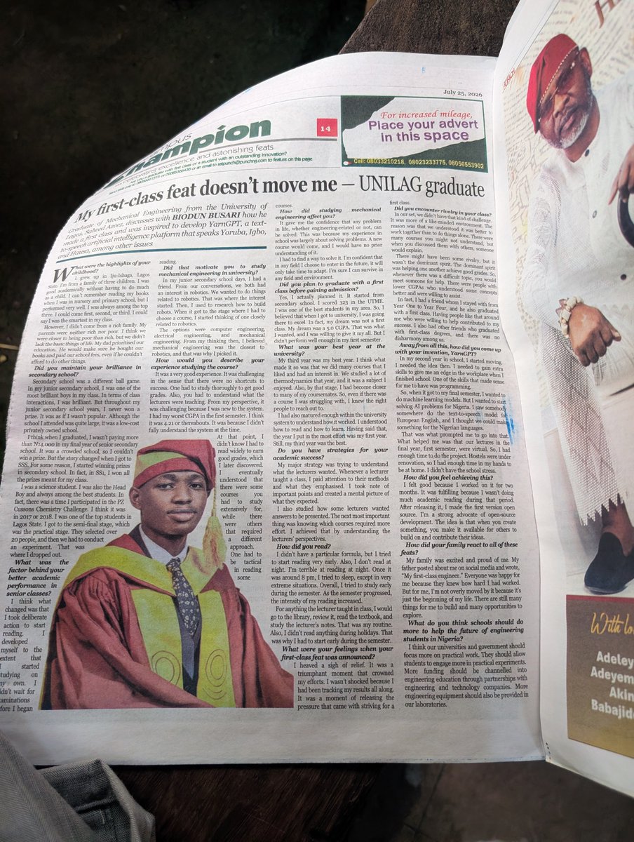 saheedniyi_02's tweet photo. Excited to have been featured on Today's punch.

Full page 🤲🚀. https://t.co/xXZksPvBBc