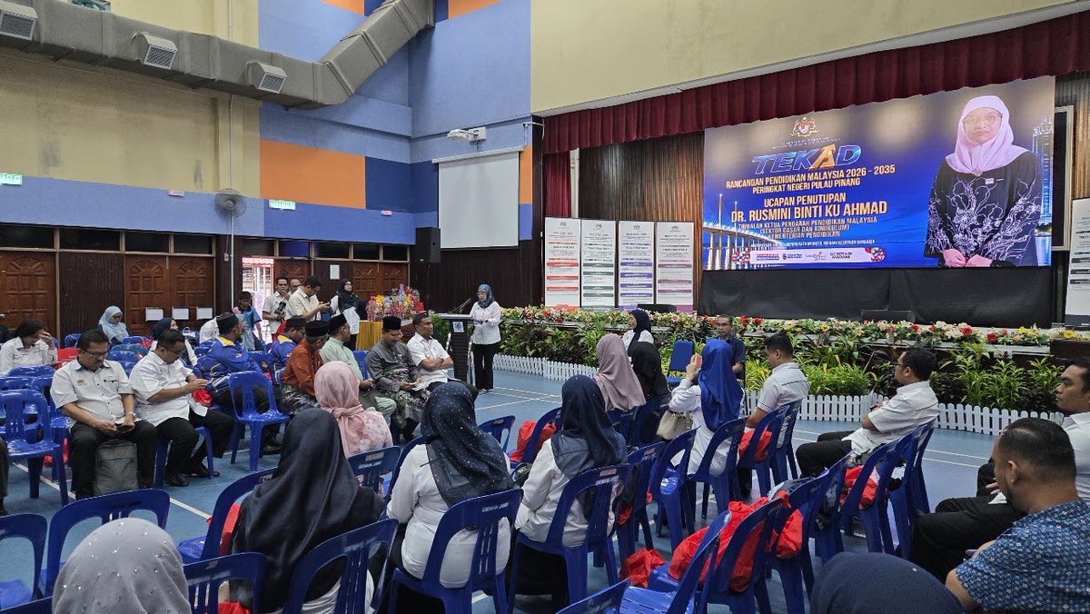 Rusmini23's tweet photo. MAJLIS PENUTUPAN PROGRAM TEKAD RANCANGAN PENDIDIKAN MALAYSIA 2026 - 2035 JABATAN PENDIDIKAN NEGERI PULAU PINANG

25 Julai 2027 

Syukur alhamdulillah, usai program di PPD Kubang Pasu, agenda diteruskan pula di Dewan Serbaguna Jawi, Pulau Pinang. https://t.co/RKwgSP4QNt