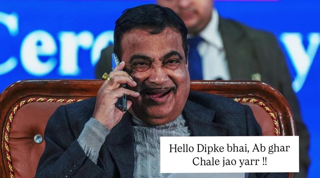 sauravspeakss's tweet photo. @abhijeet_dipke GADKARI ji under the table negotiations krre h ab . 🤣🤣 https://t.co/eTRtTiDz51