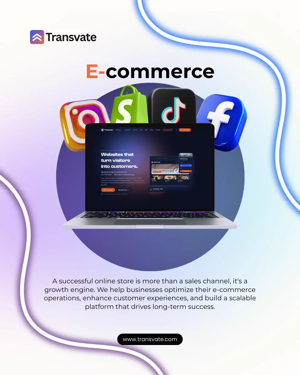Having an online store is easy. Building one that consistently sells is the real challenge.
Many businesses launch an eCommerce store expecting sales to follow automatically.
But success online takes more than listing products.
It requires a seamless shopping experience, fast performance, clear product pages, smart marketing, and continuous optimization.
A well-managed eCommerce store helps you:
. Turn visitors into customers
. Reduce abandoned carts
. Create a smooth buying experience
. Build customer trust and loyalty
. Scale your business with confidence
At Transvate, we help businesses build and manage eCommerce stores that don't just look great, they deliver results. From store optimization and product management to performance improvements and growth strategies, we're here to help your business succeed online.
Your online store should be your hardest-working employee, selling 24/7.
Let's build an eCommerce experience your customers love.