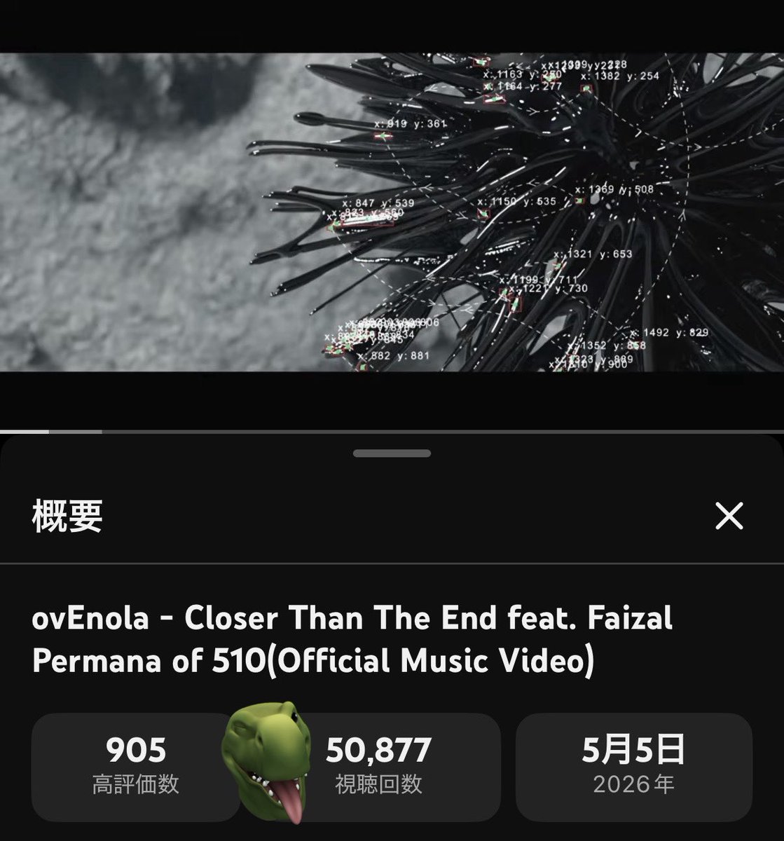 ovEnolaJP's tweet photo. 💚Thank you for 50,000 views on “Closer Than The End”! 🎊🦖 https://t.co/zrhnXBop5Y