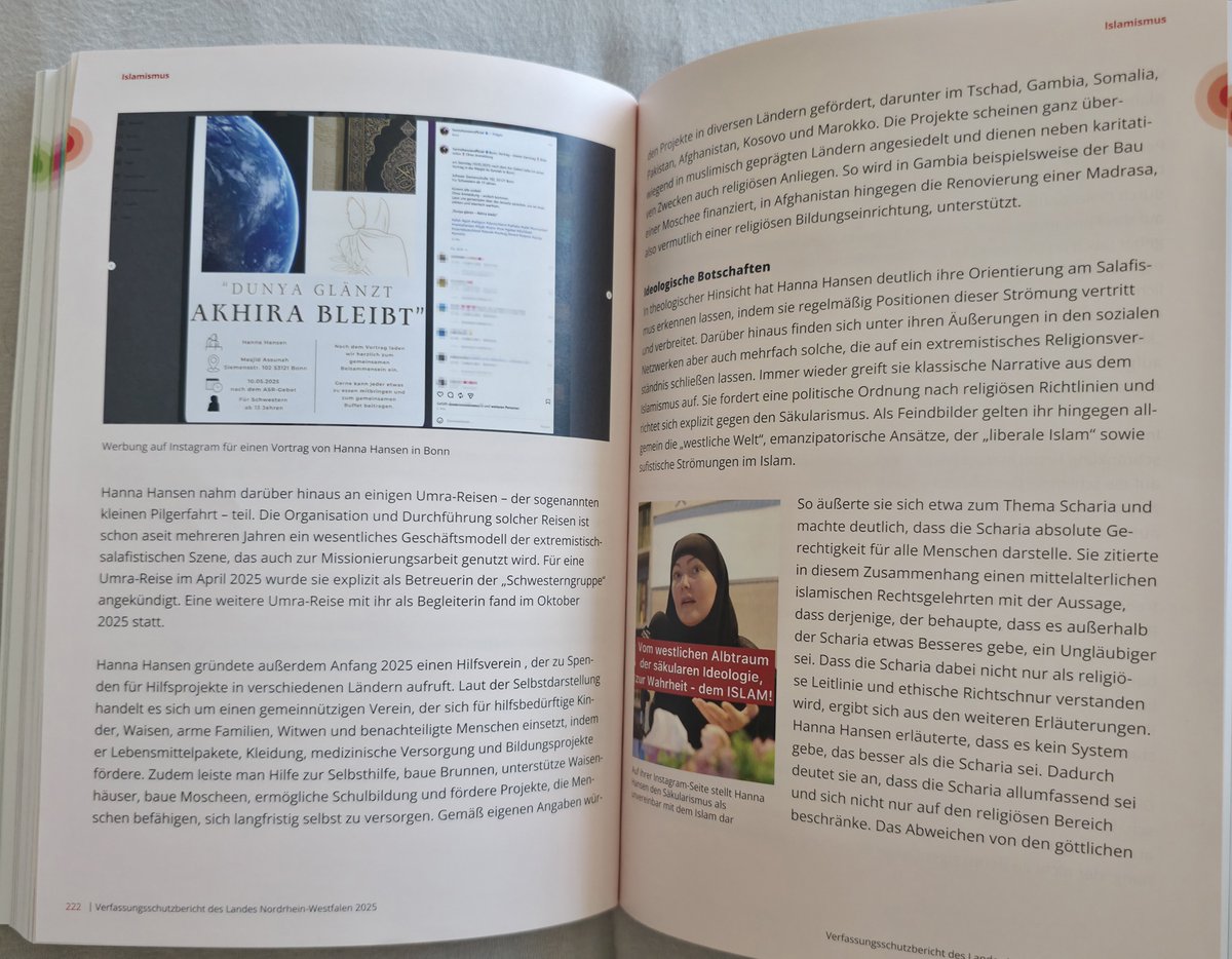 KoelnAnonymous's tweet photo. „Dunya glänzt, Akhira bleibt“: Influencerin #HannaHansen verknüpft Lifestyle mit extremistischen Narrativen, lehnt Demokratie ab und verherrlicht die Scharia. Kein Wunder, dass ihr der aktuelle Verfassungsschutzbericht eine ausführliche, 7-seitige Betrachtung widmet. https://t.co/T3OJIstrpj
