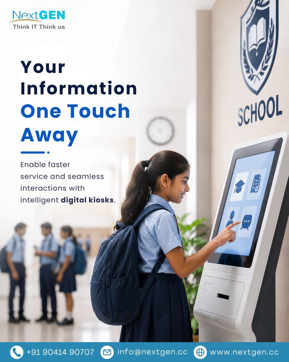 NextGenera78667's tweet photo. With NextGEN Digital Kiosks, students, parents, and staff can access important information, announcements, and essential services with just a few taps.
#NextGEN #DigitalKiosk #SmartSchool #SchoolTechnology #DigitalTransformation #CampusInnovation #EducationTechnology https://t.co/mocPwARbrK