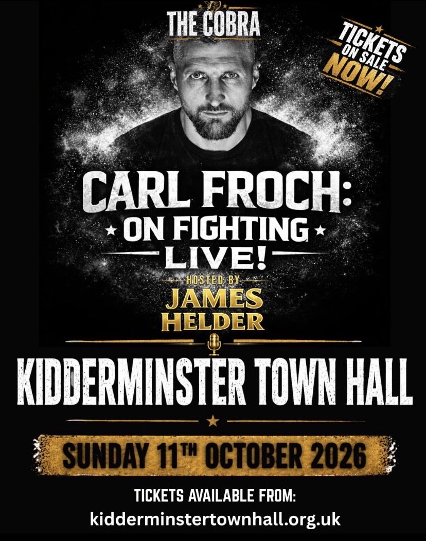 JamesHelder_'s tweet photo. The Cobra live &amp; Unfiltered 🐍🥊

Come &amp; watch me delve deep into the mind of the Cobra a true British boxing legend. Untold stories, insights &amp; much more…… @Carl_Froch 🦾

11th October we hit Kidderminster  🎥

Ticket link &amp; event info ⤵️

🖇️ https://t.co/YbNcbOokSX https://t.co/xhPi0njsS7