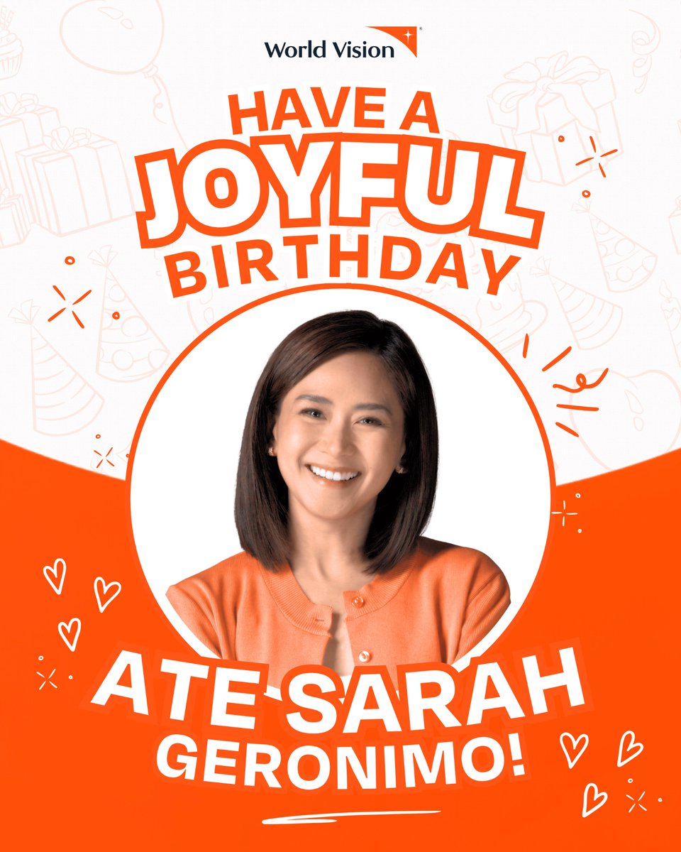 worldvisionph's tweet photo. Happy Birthday, Ate @JustSarahG  🧡🥳

Your heart for serving others and your passion for using your gifts to make a difference continue to inspire us. Thank you for standing with us in bringing hope, joy, and brighter futures to children and communities across the Philippines. 🫶🏻

May God continue to bless you with strength, wisdom, and abundant joy as you keep being a light to others. Wishing you a year filled with love, grace, and countless reasons to celebrate. Happy Birthday! 🧡✨