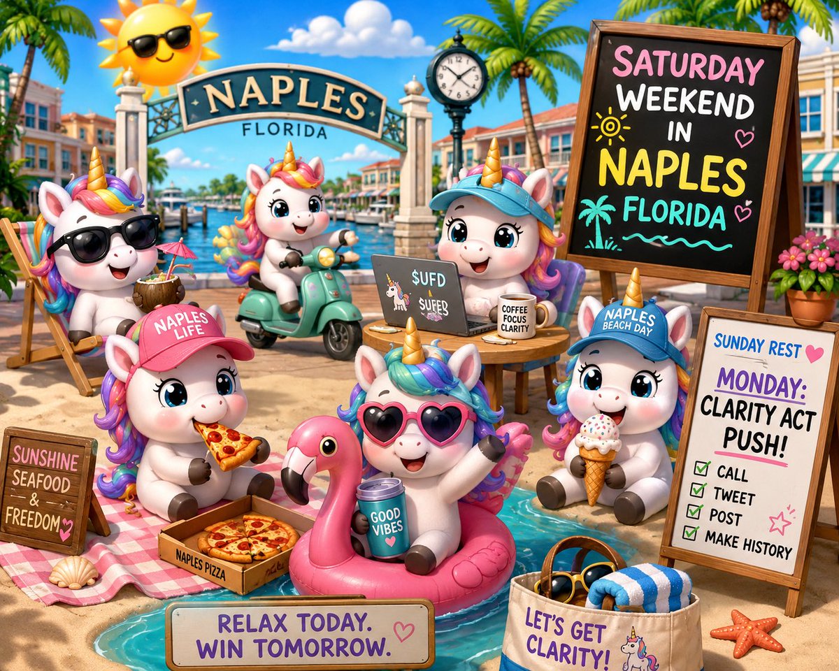 usblockchaincap's tweet photo. Baby unicorns are enjoying the weekend in Naples before Mondayβs CLARITY Act push. π¦π΄ Recharge now. Letβs make it count. $UFD #UFD https://t.co/ATs820AKqN