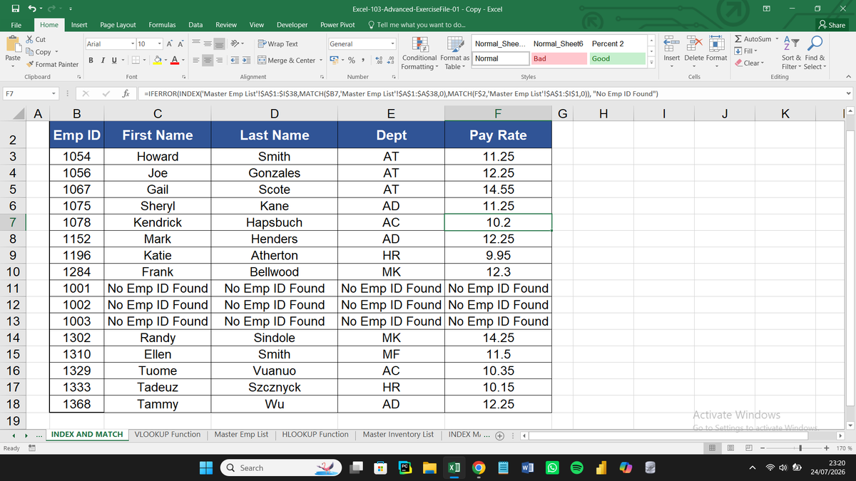 analyst_uchenna's tweet photo. Day 8 of my Excel &amp; Data Analytics Journey

Today, INDEX + MATCH finally clicked. It was my toughest lesson so far, but completing the exercise helped everything make sense. One step closer to becoming a data analyst.

#Excel #DataAnalytics #ExcelTips #Analysis #LearningInPublic https://t.co/MwD6GIDqqp
