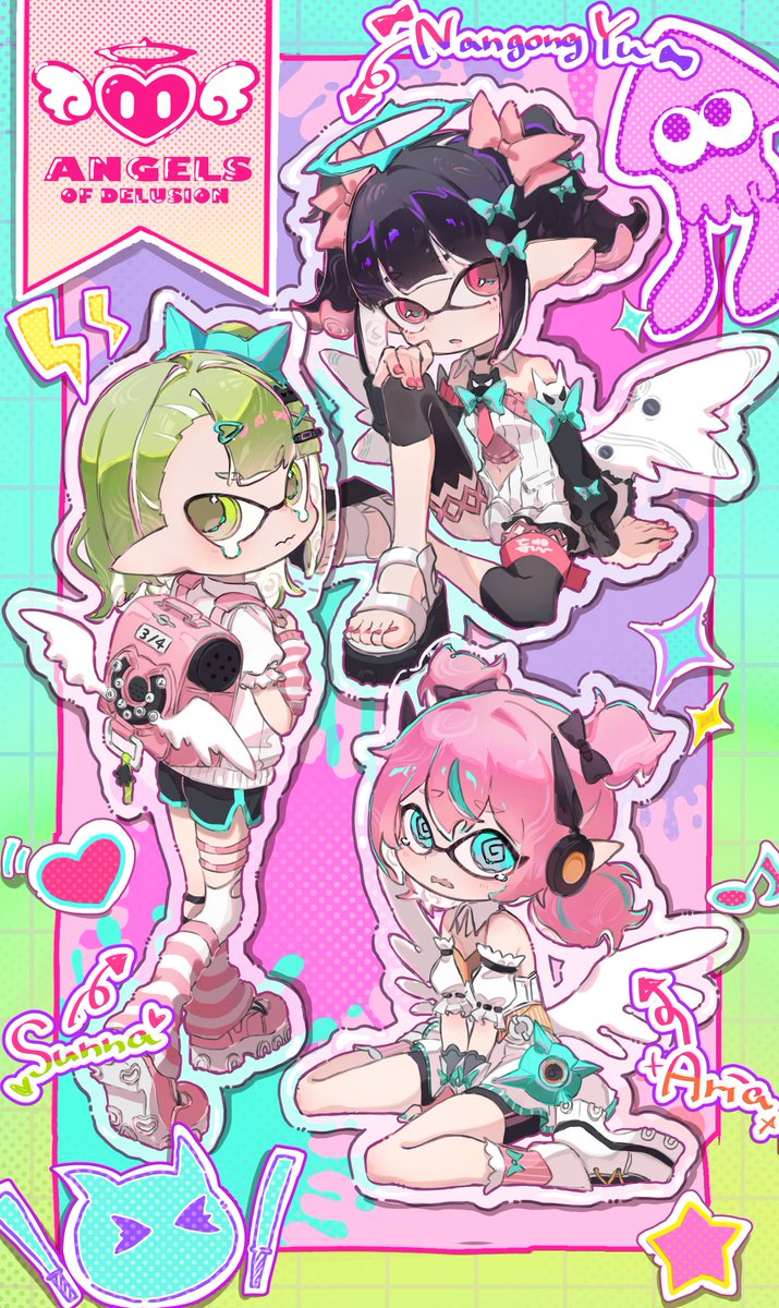 potepalette's tweet photo. 妄想エンジェル×イカちゃん

ゼンゼロ2周年とレイダース発売おめでとうございます！✨️
細かいとこも頑張ったので是非見てください〜 https://t.co/oLa4bQXL4l