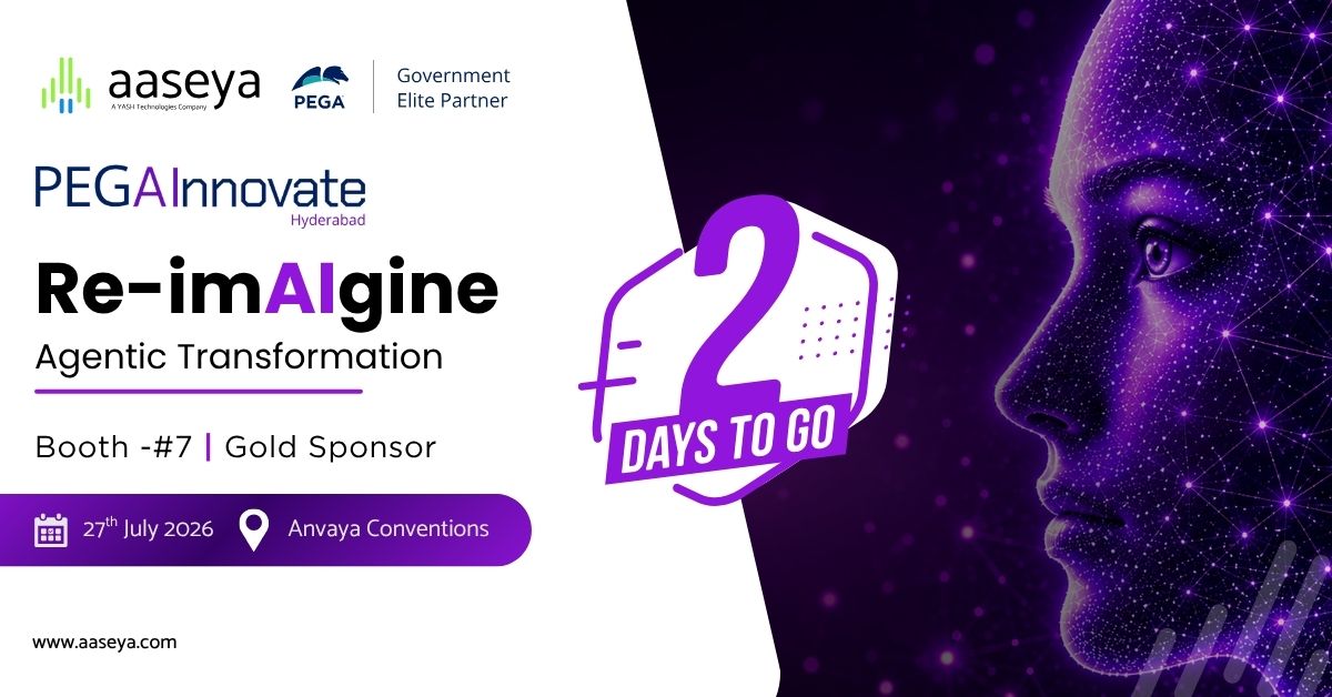 AaseyaIT's tweet photo. 2 Days to Go! Team Aaseya is ready for #PEGAInnovate2026 Hyderabad! Visit Booth #7
📍 Anvaya Conventions
📅 27 July
#Aaseya #AgenticAI #Pega #EnterpriseTransformation #GoldSponsor https://t.co/6beEV2pZUn