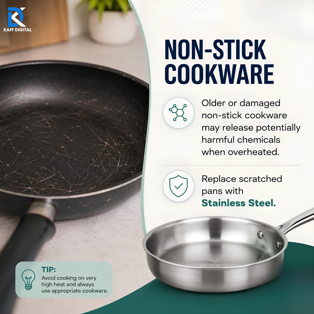 KaffDigital's tweet photo. Is your kitchen secretly exposing you to harmful chemicals? From non-stick pans to plastic containers, everyday items might be hiding unexpected health risks.
#HealthyHome #KitchenSafety #NonToxicLiving #SustainableSwaps #KaffDigital https://t.co/euRnnnSGPF