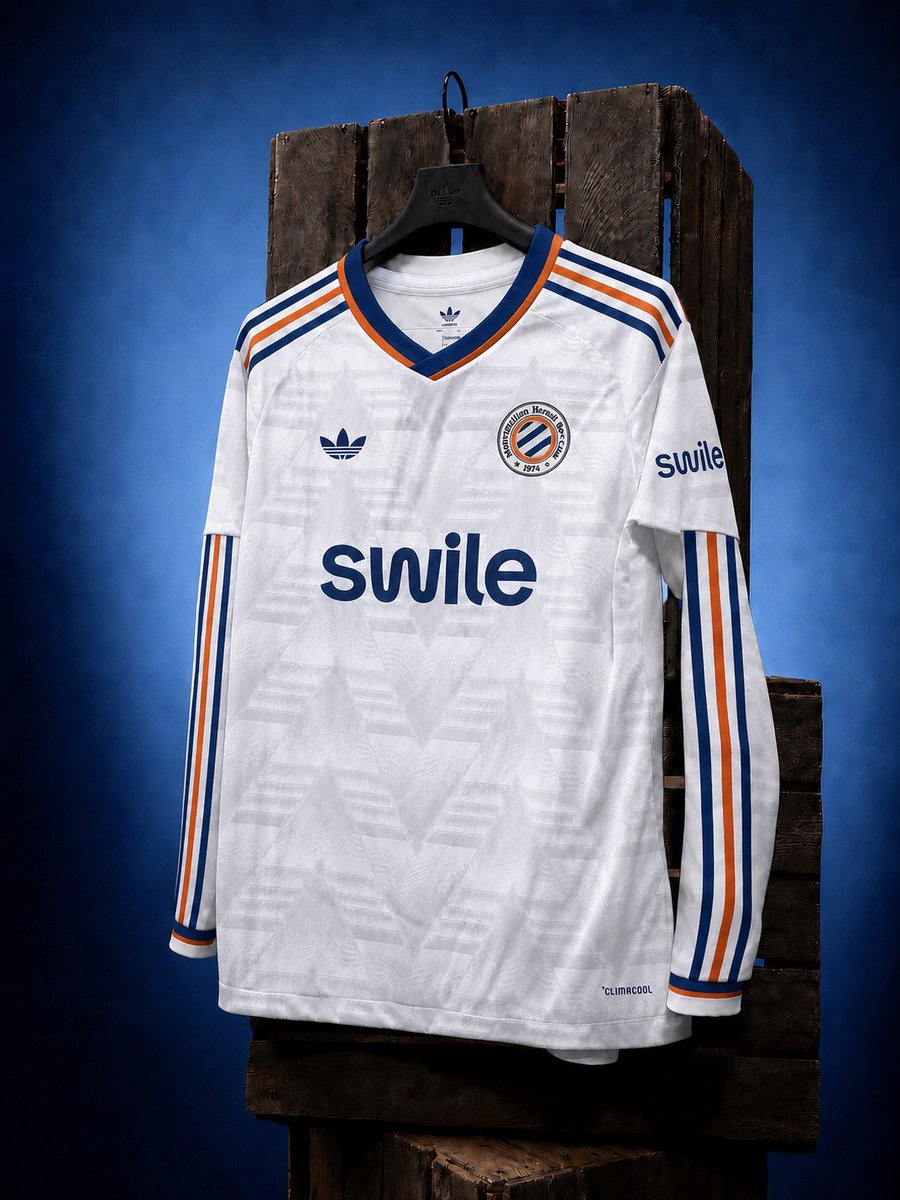 Clem34830's tweet photo. Basé sur le maillot extérieur de arsenal, quelque imperfections due a l’ia mais de quoi se faire une idée de nos couleurs chez adidas #TeamMHSC https://t.co/m7knUaGj7H