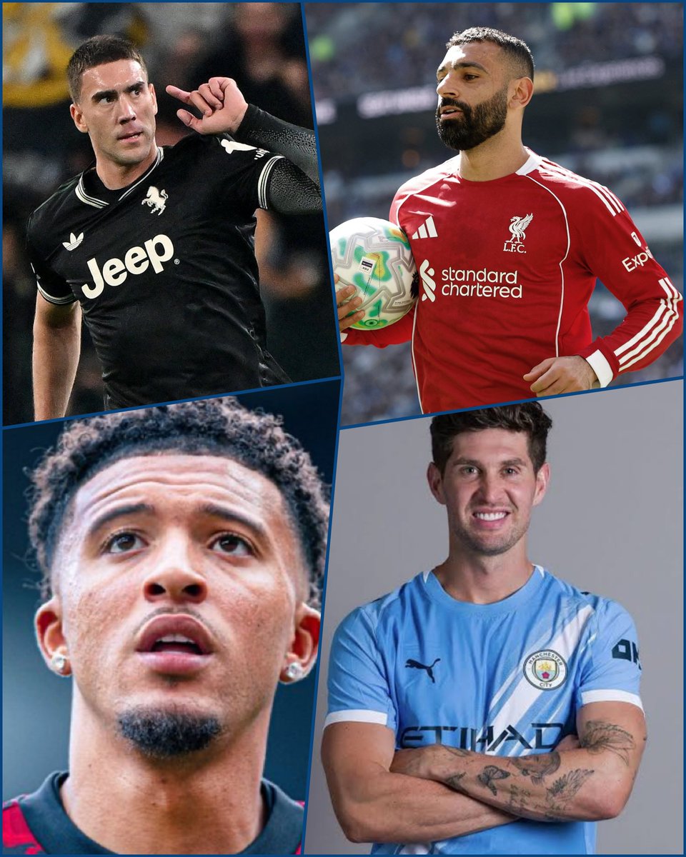 SiaranBolaLive's tweet photo. Pemain Free Agent hingga saat ini: 

Mohamed Salah (34)
Dusan Vlahovic (26)
Bamba Dieng (26)
Franck Kessie (29)
Yves Bissouma (29)
Oleksandr Zinchenko (29)
Dani Ceballos (29)
Takehiro Tomiyasu (27)
Julian Brandt (30) 
John Stones (32)
Jadon Sancho (26)
Leon Goretzka (31)
Riyad Mahrez (35)
Dani Carvajal (34)
David Alaba (34)
Raheem Sterling (31)
James Rodriguez (35)
Nabil Fekir (33)
Marcelo Brozovic (33)
Fabinho (32)
Lorenzo Pellegrini (30)
Jamie Vardy (39)
Joselu (36)
Presnel Kimpembe (30)
Alexis Sanchez (37)
Adama Traore