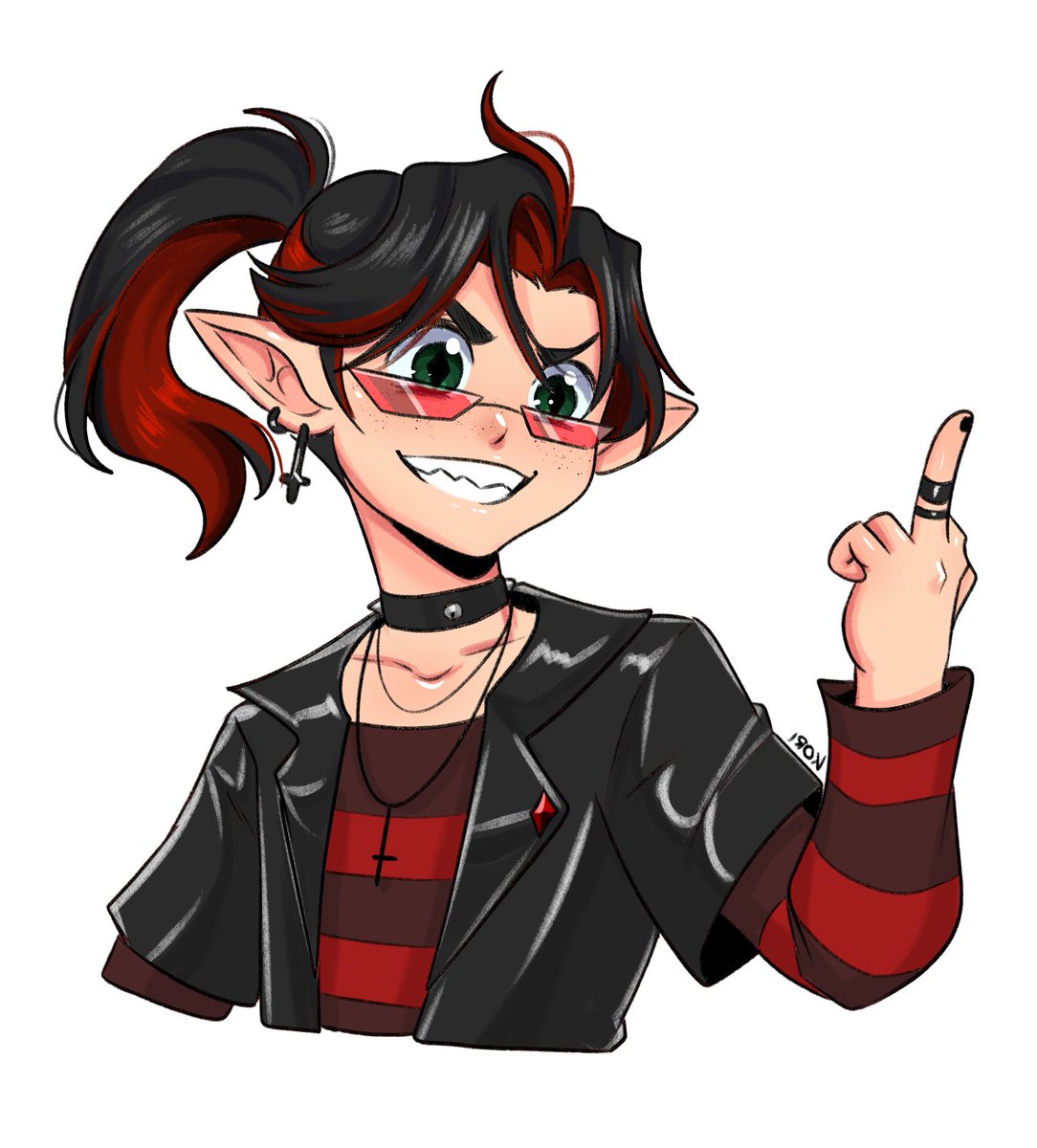 Sebas_XIV's tweet photo. What if one day your local butler decided to go punk. 👹

[Repost]

🎨: @/K0r1_Art i - still love the look we gave him! <3 https://t.co/HxMSAl3UrM
