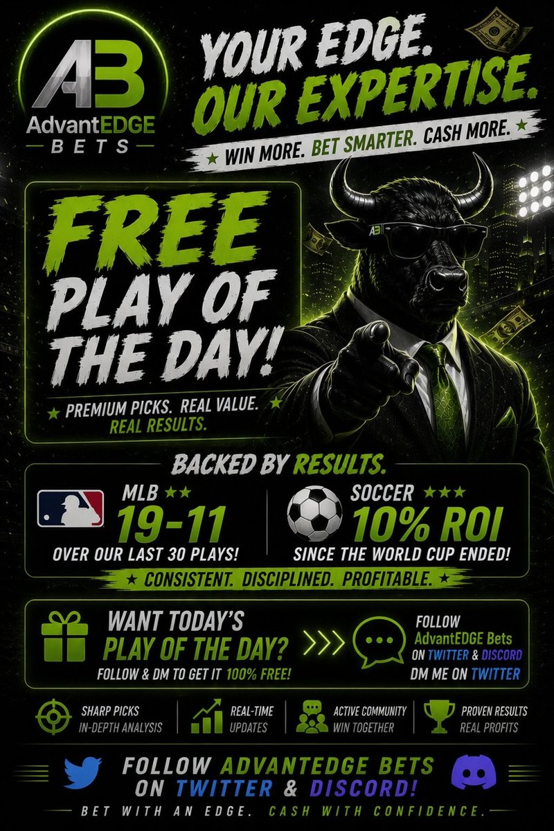 advantedgebets's tweet photo. Another winning night last night!  Big slate today with MLB, MLS and Brazil Serie A.  Follow and DM me for the free play of the day.  Or better yet, get over to our discord today and get in on all the plays!
#mlbbets #mlsbets #mlb #mls #advatEDGEbets
https://t.co/DfNUvWrGwE https://t.co/0CTemQtnUn
