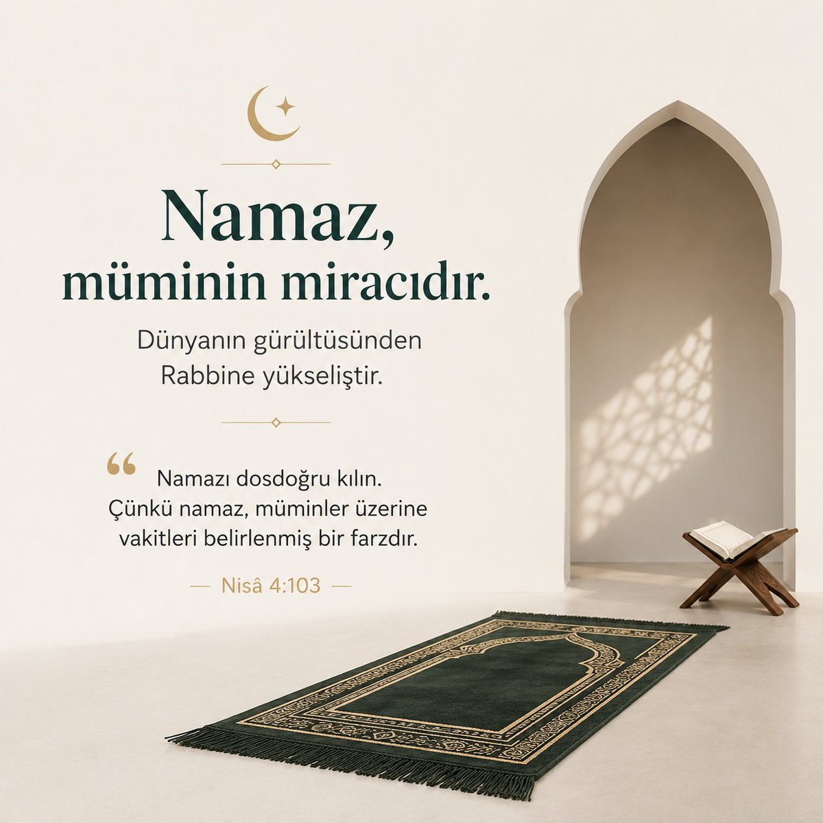 salatehli's tweet photo. Namaz, müminin miracıdır. Dünyanın gürültüsünden Rabbine yükseliştir.
“Namazı dosdoğru kılın. Çünkü namaz, müminler üzerine vakitleri belirlenmiş bir farzdır.” (Nisâ 4:103)
#Namaz #Farz #Mirac https://t.co/Edofw2wmg6